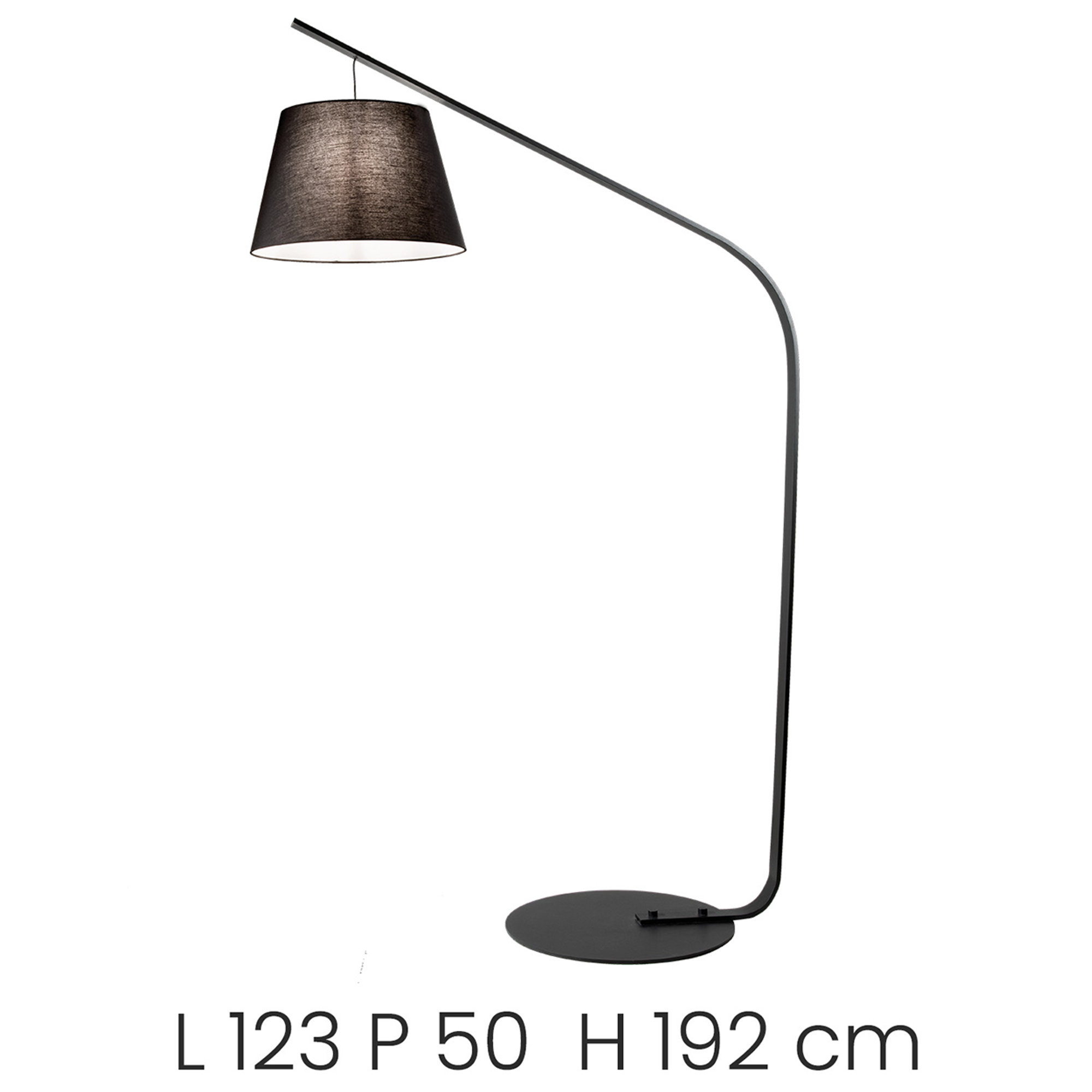 Piantana LIANA con struttura in metallo e paralume in PVC rivestito in tessuto, nero Ondaluce vista1