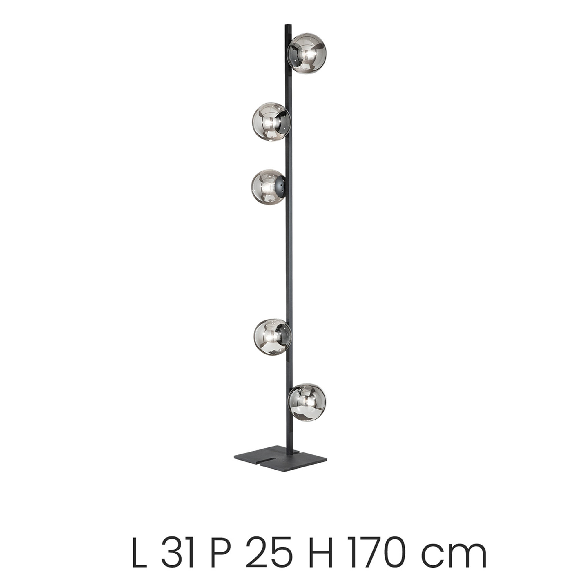 Stehlampe MONILE aus Metall und Mundgeblasenem Glas, schwarz Ondaluce vista1
