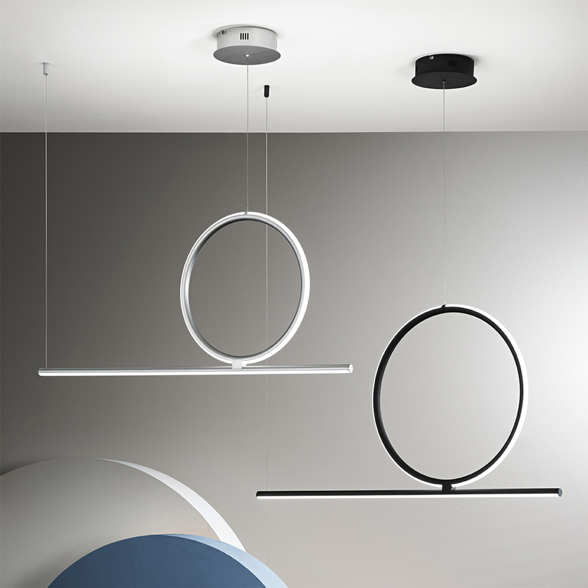 Sospensione ACROBAT 40 LED dimmerabile in metallo con diffusore siliconico, nero Ondaluce vista2