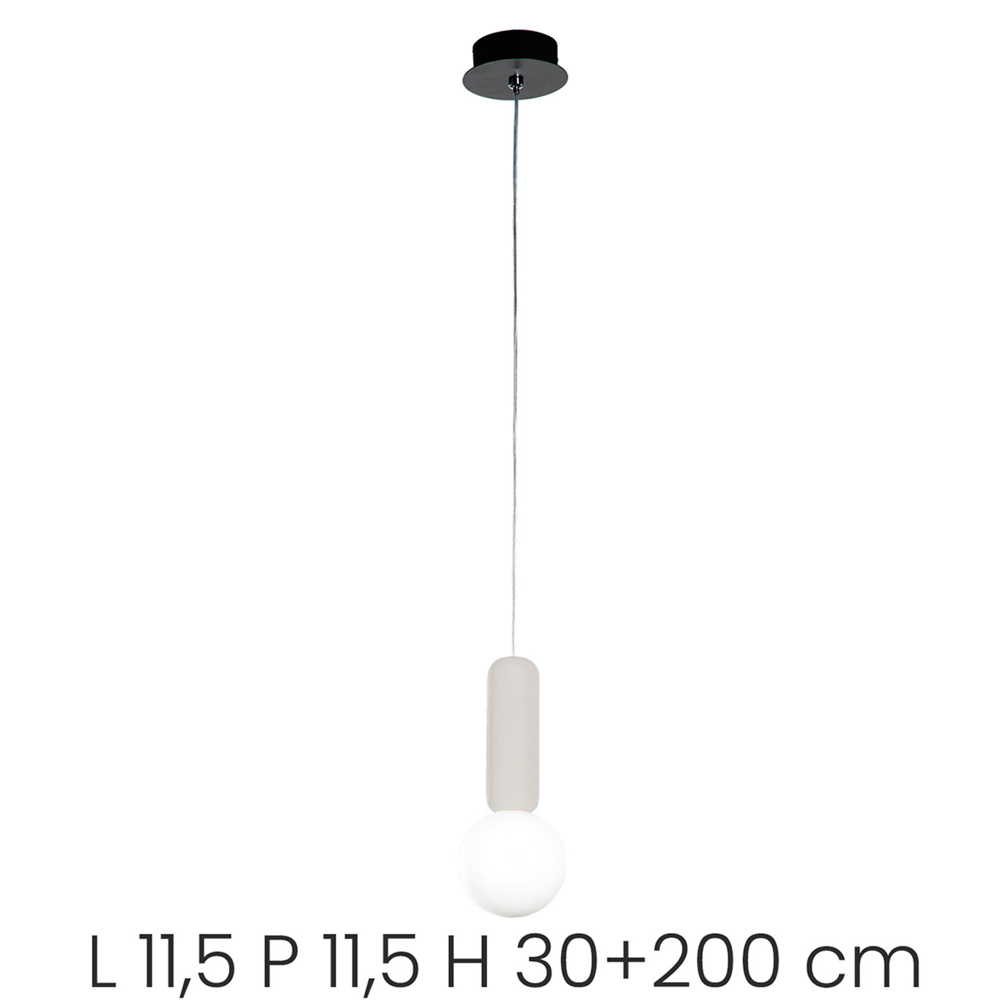 Suspension ROCK en béton et verre soufflé blanc satiné, blanc Ondaluce vista1