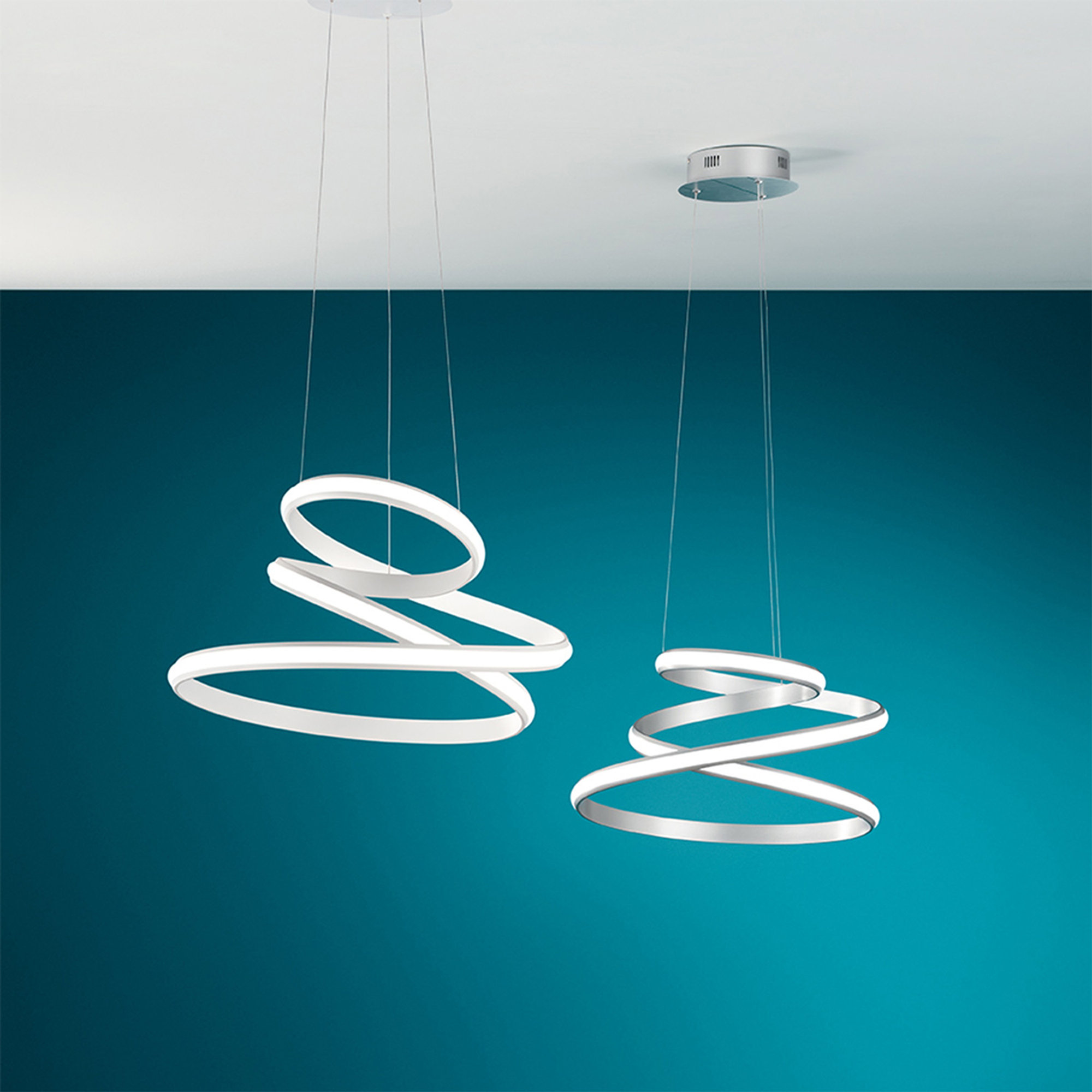 Suspension VUELTA LED en métal peint, blanc Ondaluce vista2
