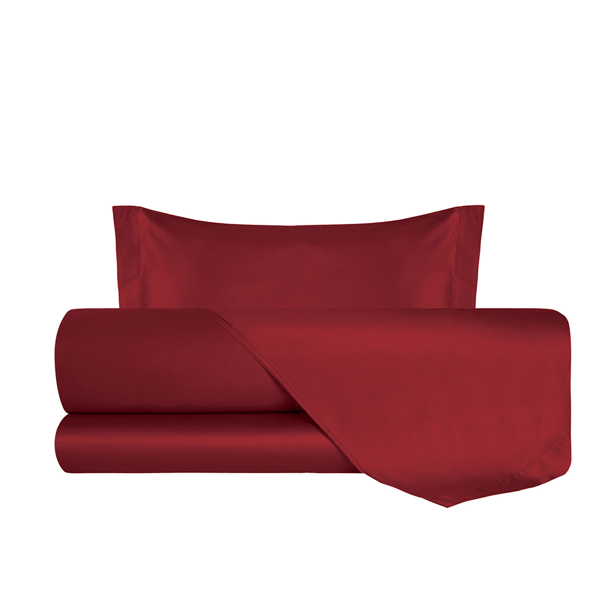 Completo Letto Raso Bordeaux Con Federe A Due Volani I rasi vista1