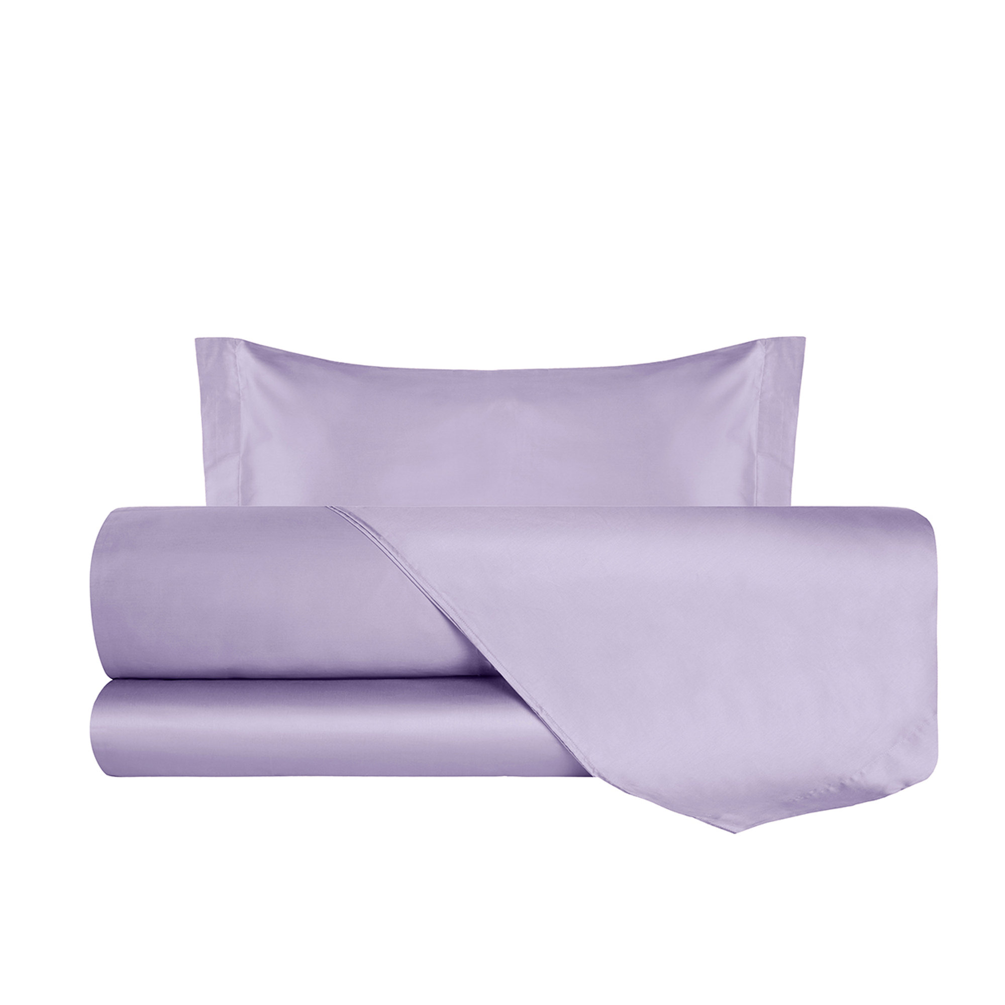 Completo Letto Raso Lilla Con Federe A Due Volani I rasi vista1