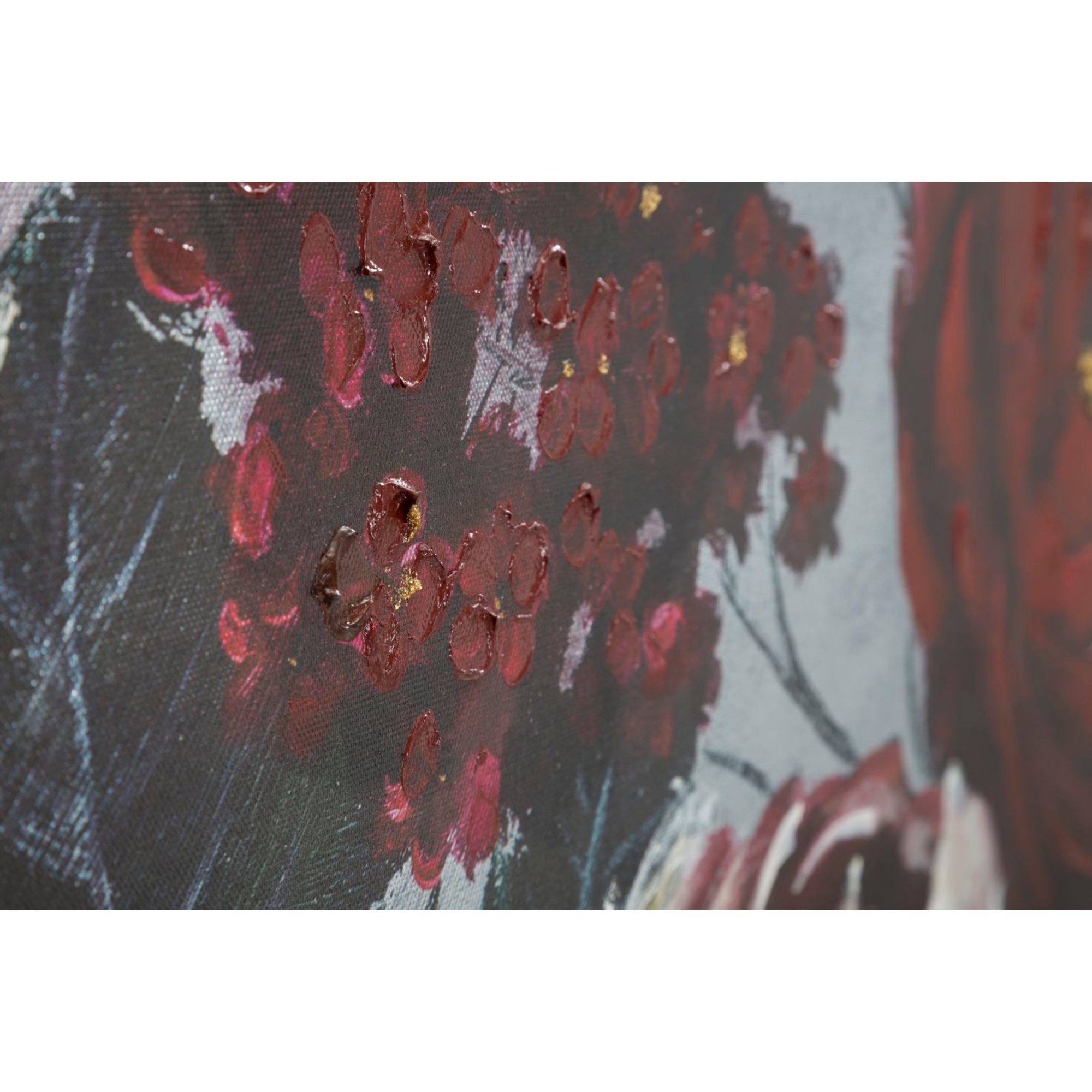Maleri på Lærred Hvid/rød Blomst Mørk baggrund cm 120x3,7x60 Charme 1921 vista3