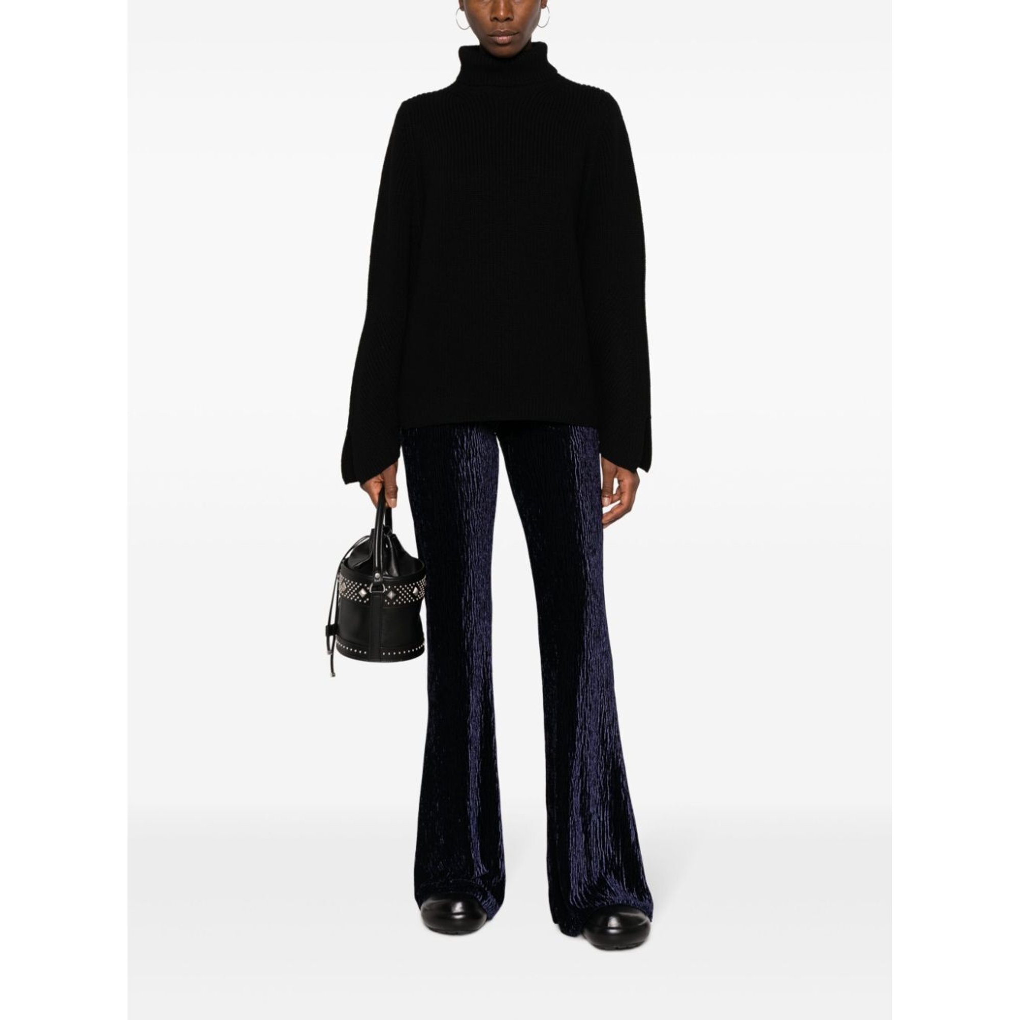 Stretch Merinos Oversized Turtle Neck Sweater 11118myknit Forte_Forte  vista2