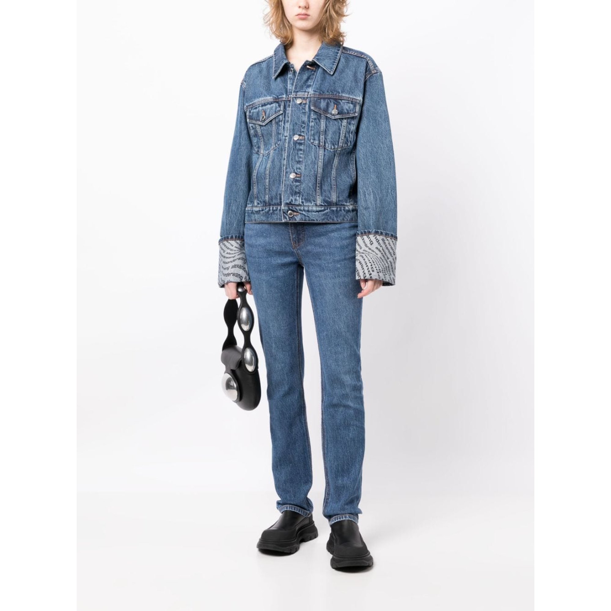 Logo Wave Trucker Jacket 4dc3232136 Alexander Wang vista1