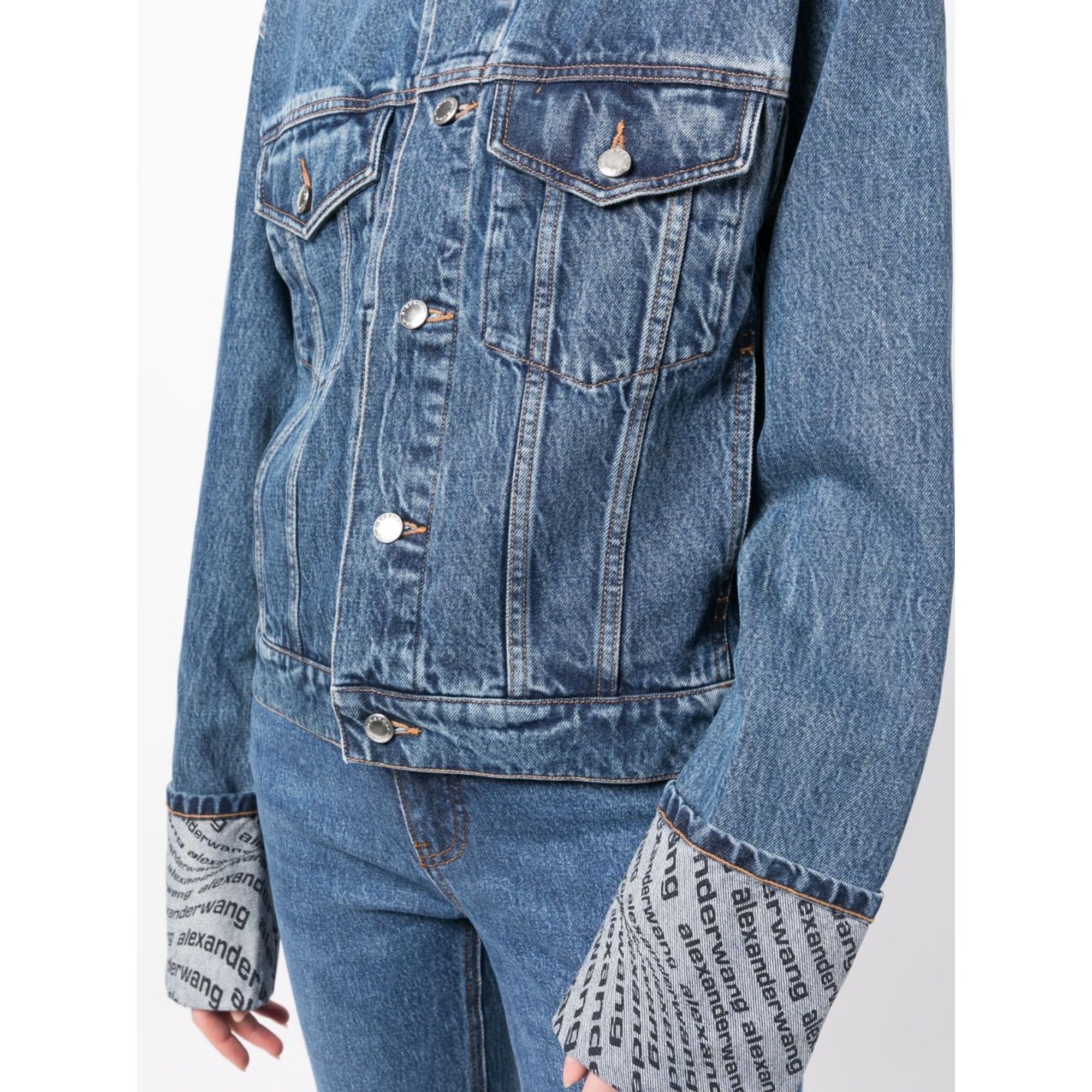 Logo Wave Trucker Jacket 4dc3232136 Alexander Wang vista3
