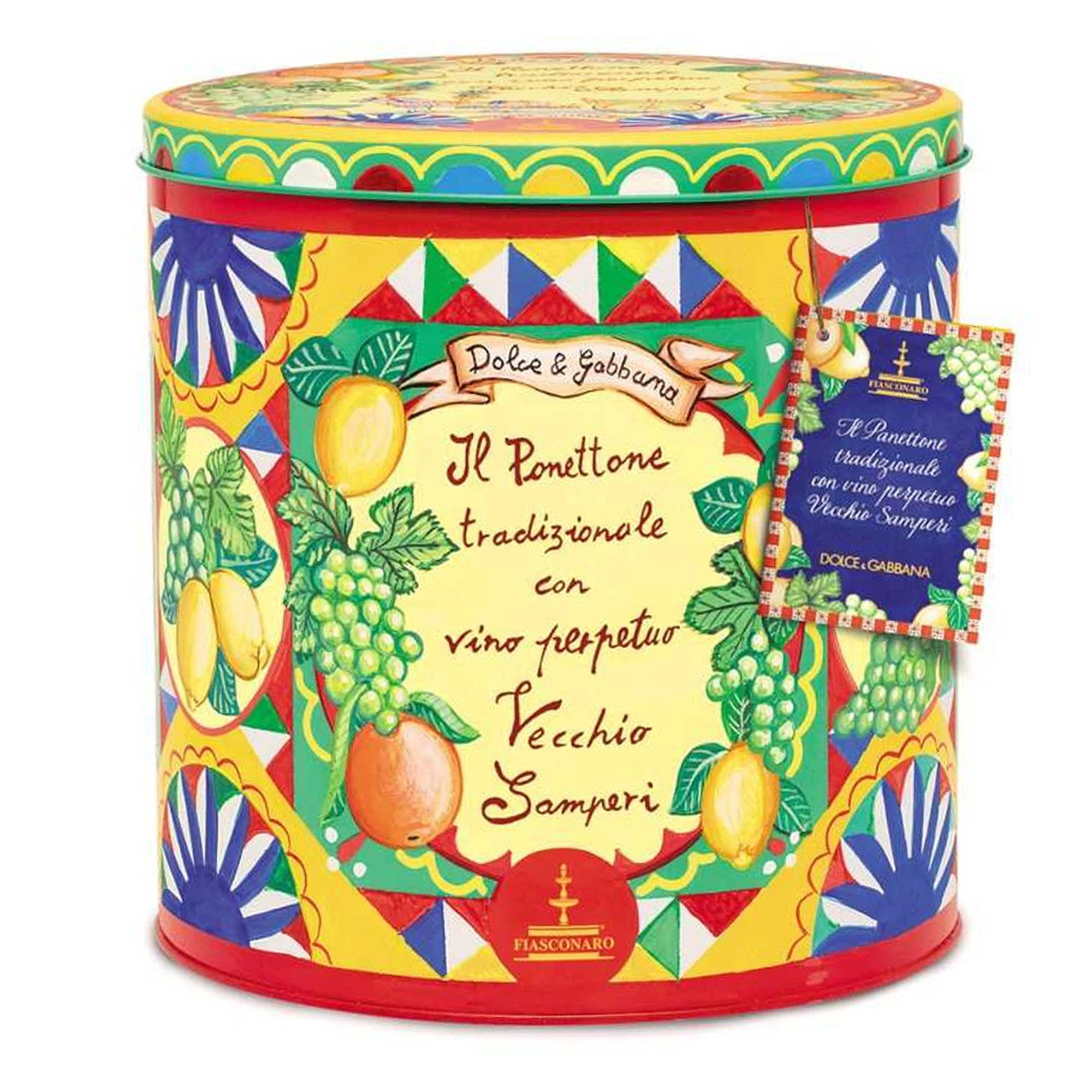 Panettone met Vecchio Samperi wijn blik "Dolce&Gabbana" Fiasconaro 1Kg Fiasconaro vista0
