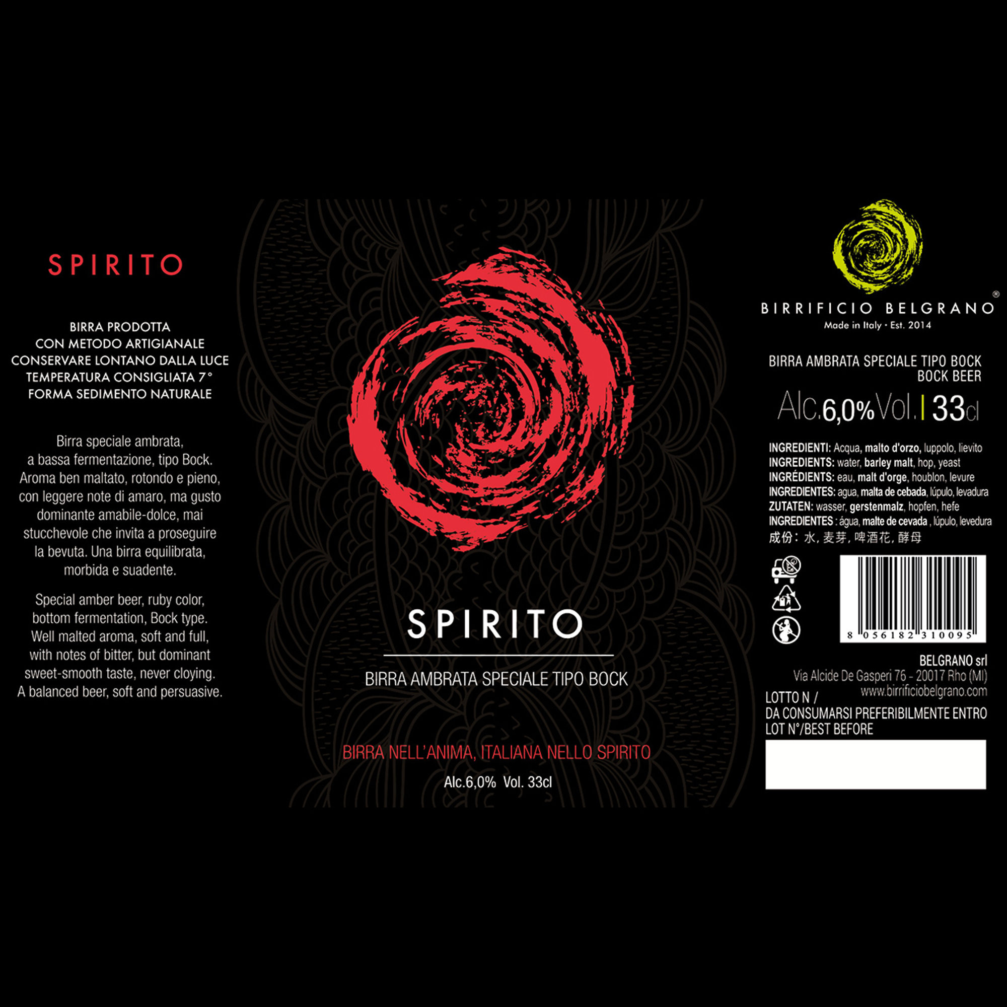 24 bottiglie 33 cl - Birra ambrata Bock Spirito Birrificio Belgrano vista2