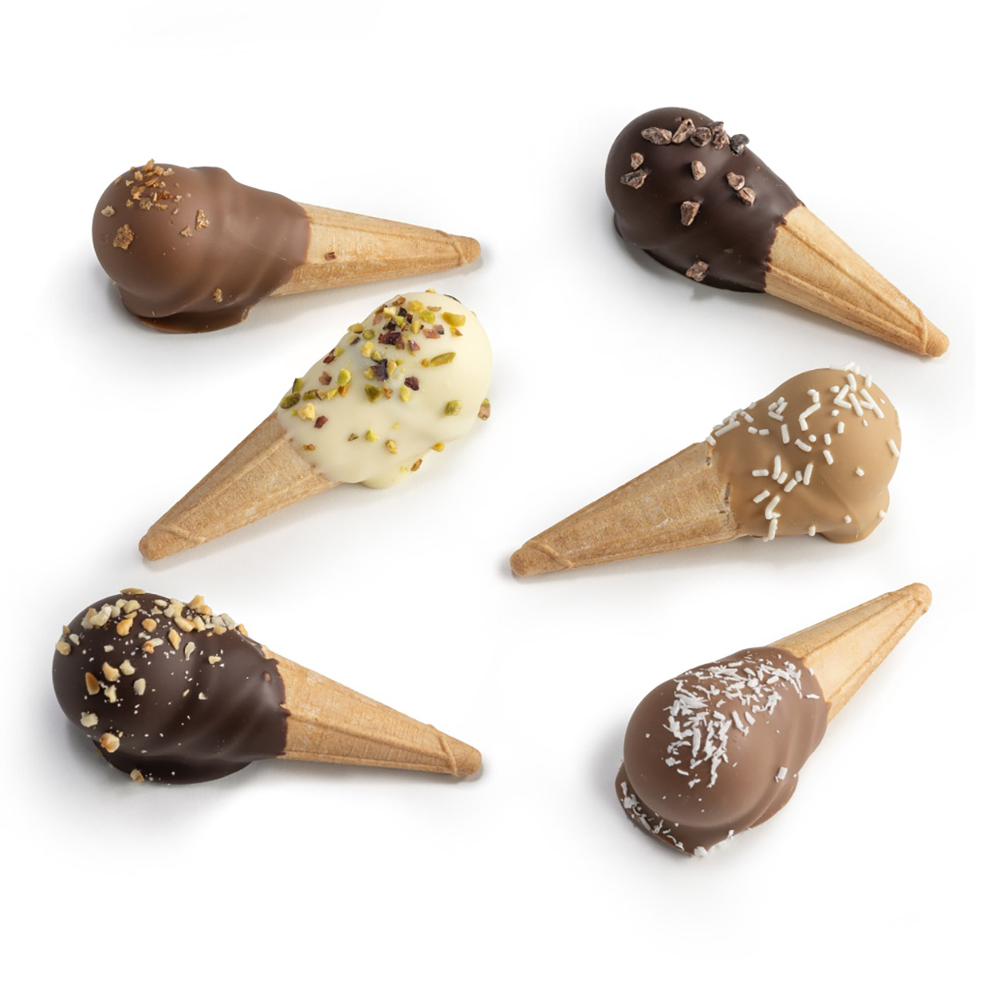 T'A Milano 6 Mini Kegler Pistacie, Gianduia, Kakaocreme, Mælkechokolade, Kokos, Passionsfrugt - 170g T'a Milano vista3