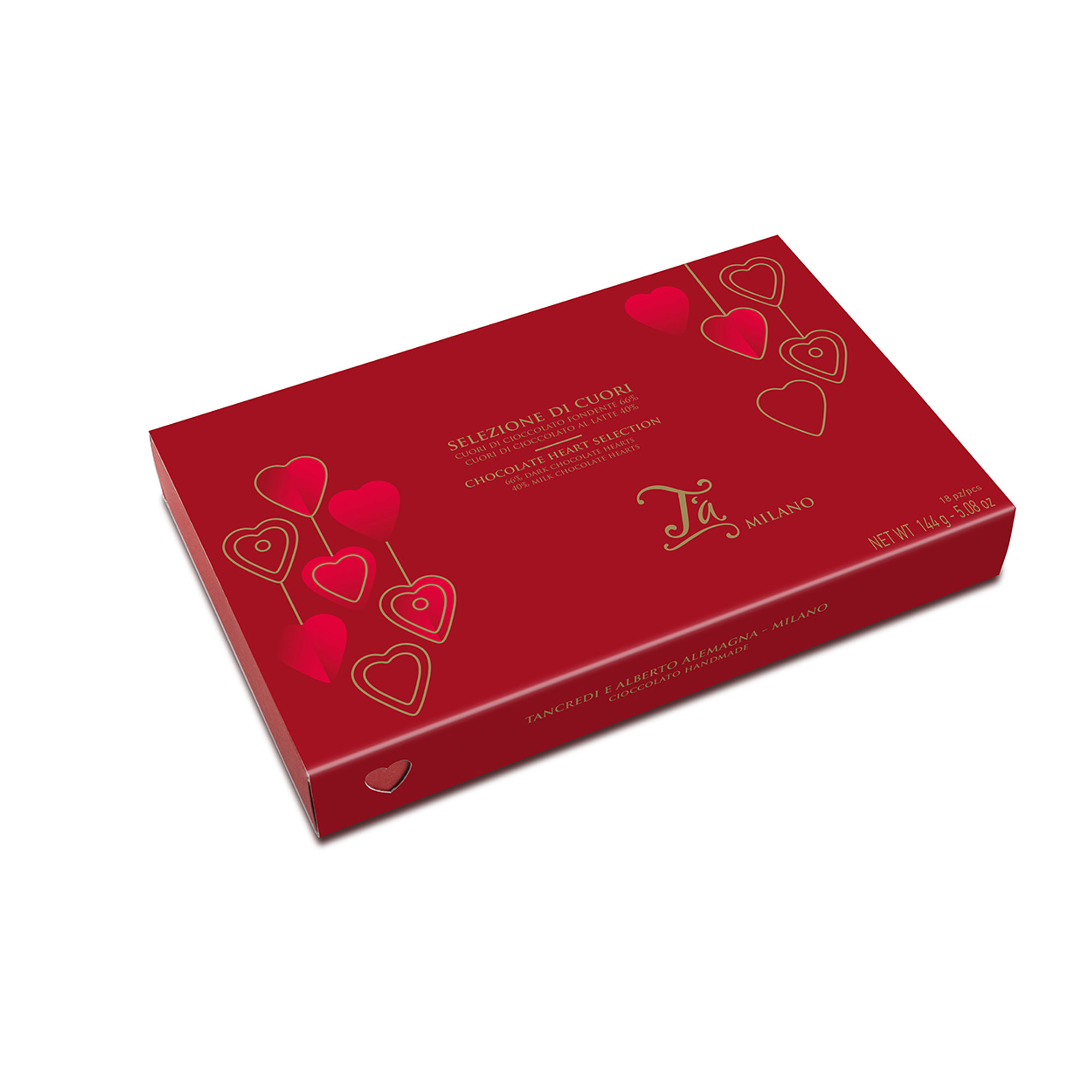 T'A Milano 18 cuoricini di cacao assortiti - 144 g T'a Milano vista0