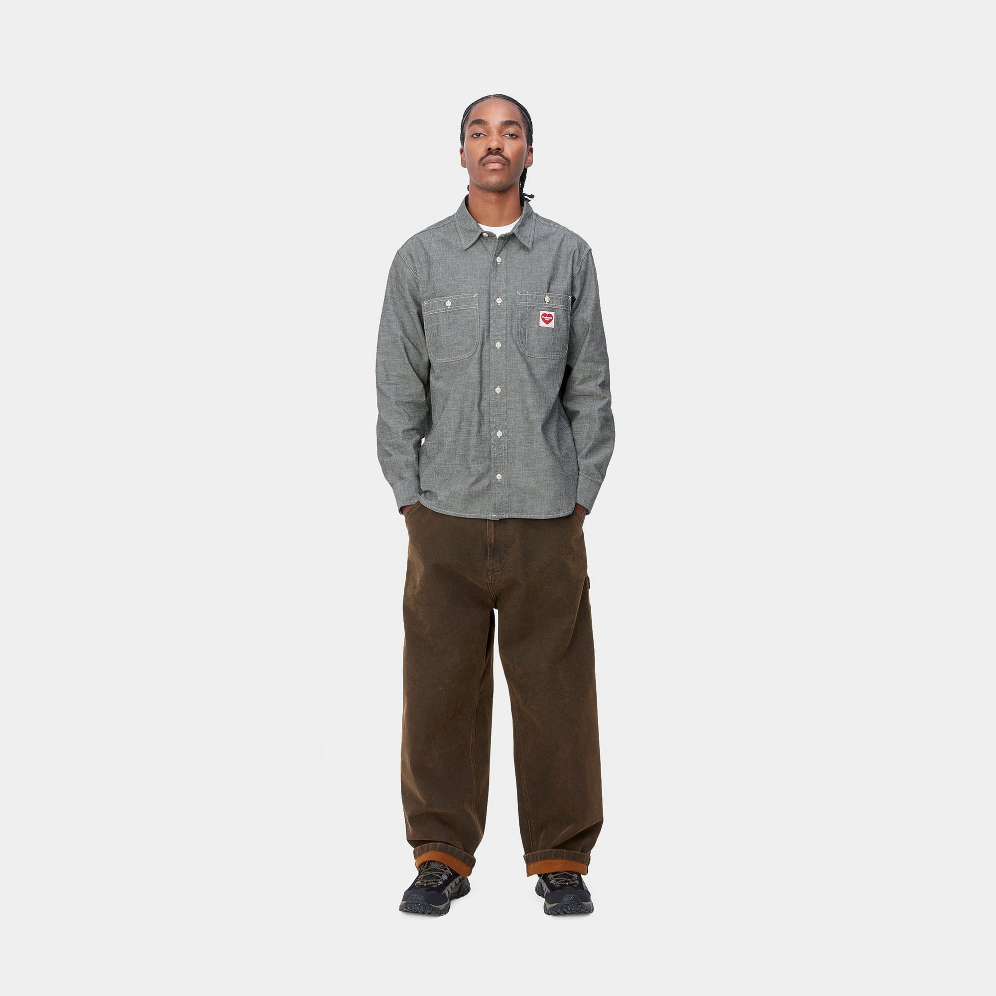 Carhartt Wip L/s Clink Heart Shirt Cotton Winston Chambray Uomo CARHARTT WIP vista2