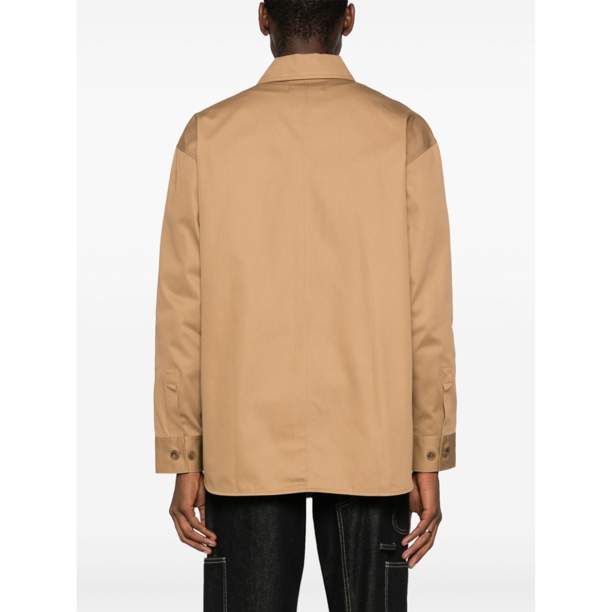 Overshirt With Tonal Fox Head Patch in Cotton Gaba Lm00407ww0078 Maison Kitsuné vista3