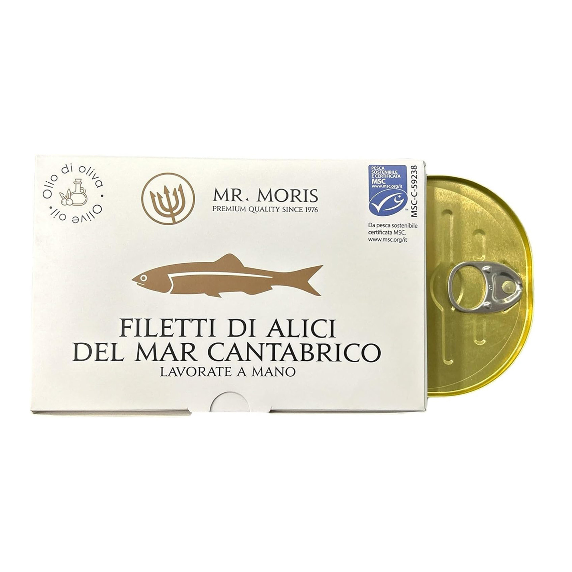 3 Confezioni - Filetti di Alici del Mar Cantabrico in Olio di Oliva 120g Mr. Moris vista0