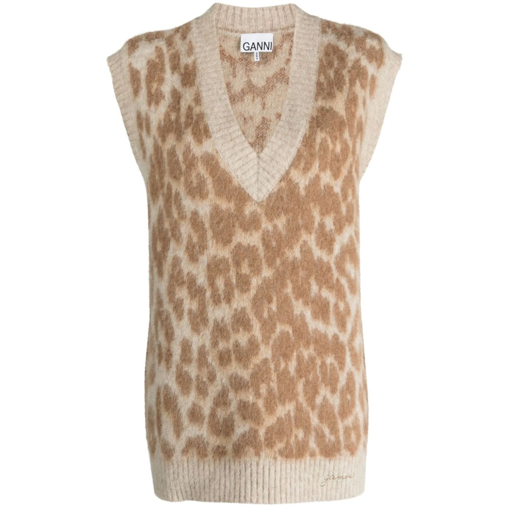 Leopard Jacquard Oversized Vest K1977 Ganni vista0