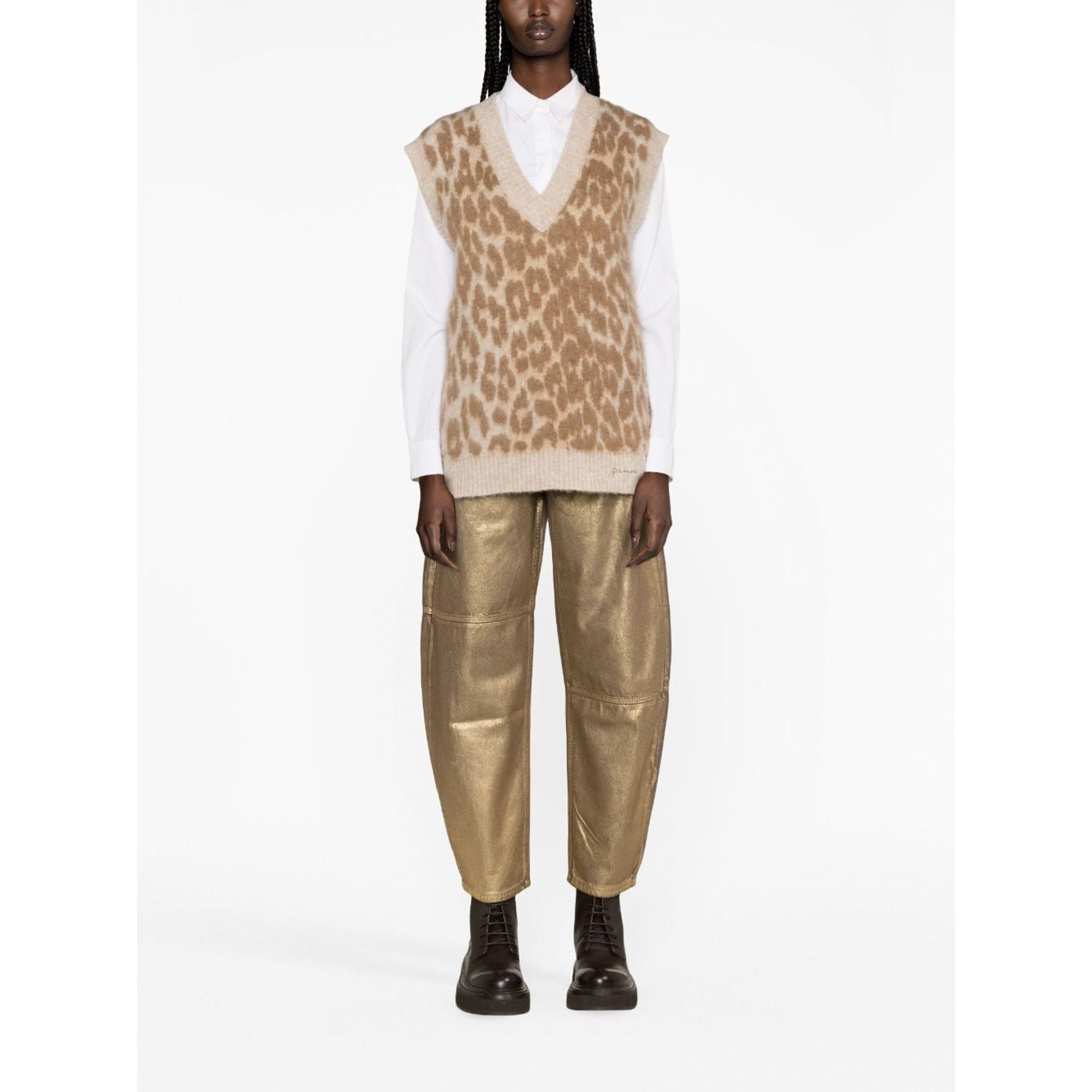 Leopard Jacquard Oversized Vest K1977 Ganni vista1