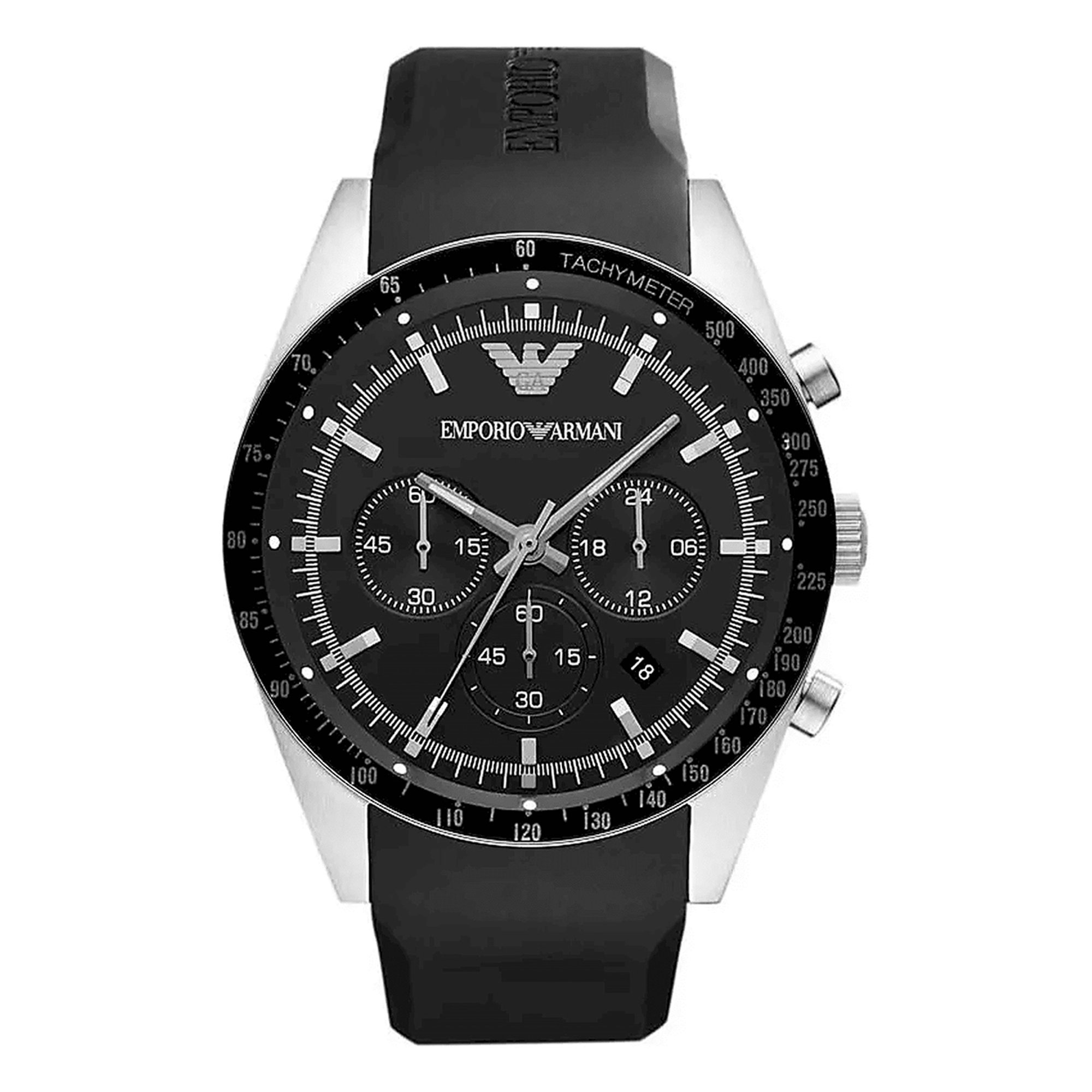 Orologio da Polso Uomo Armani con cinturino in silicone e quadrante nero Armani vista0