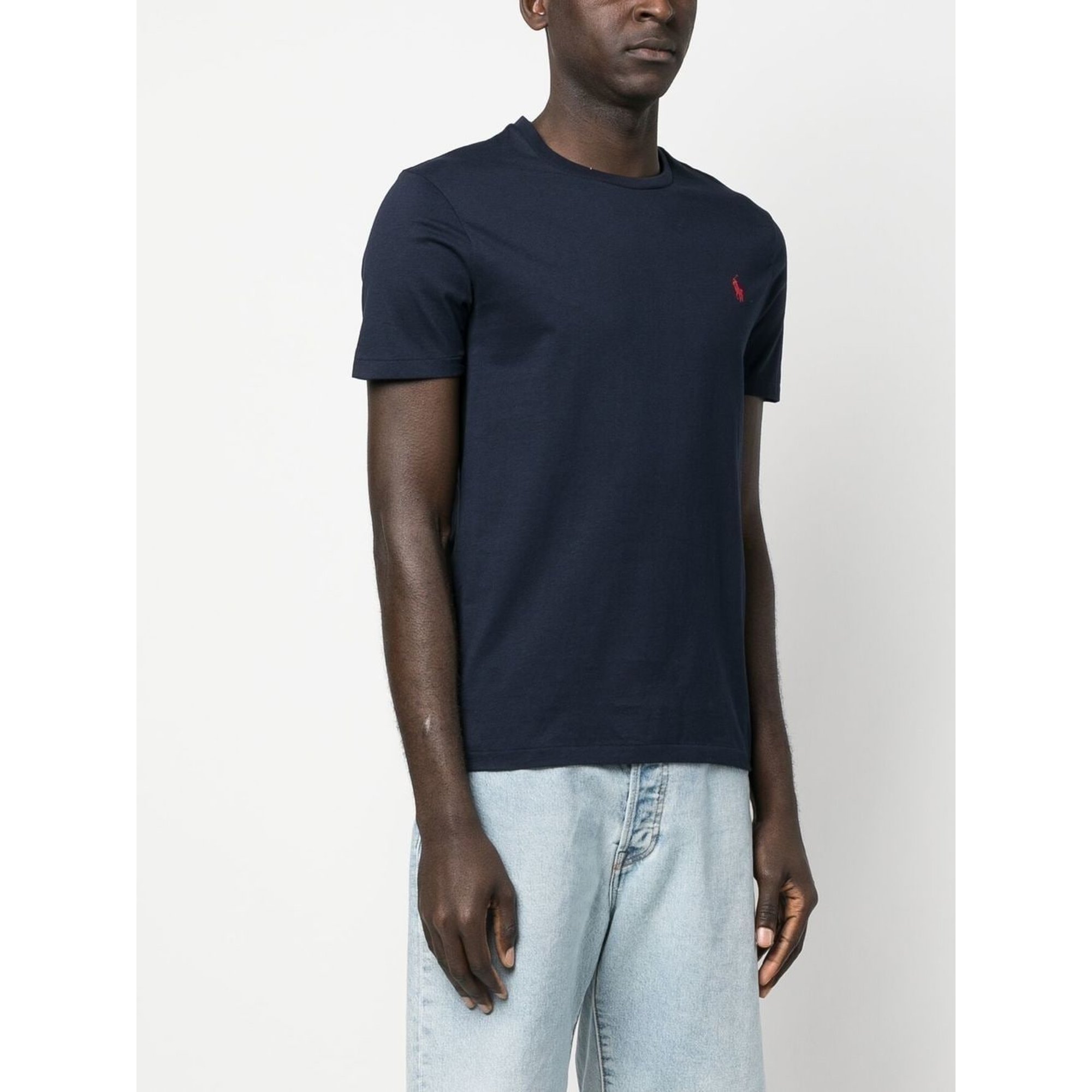 Tシャツ・カットソー POLO RALPH LAUREN Men T Shirts 710680785004CO Blue Polo Ralph Lauren cotton T-shirt with contrasting-color logo