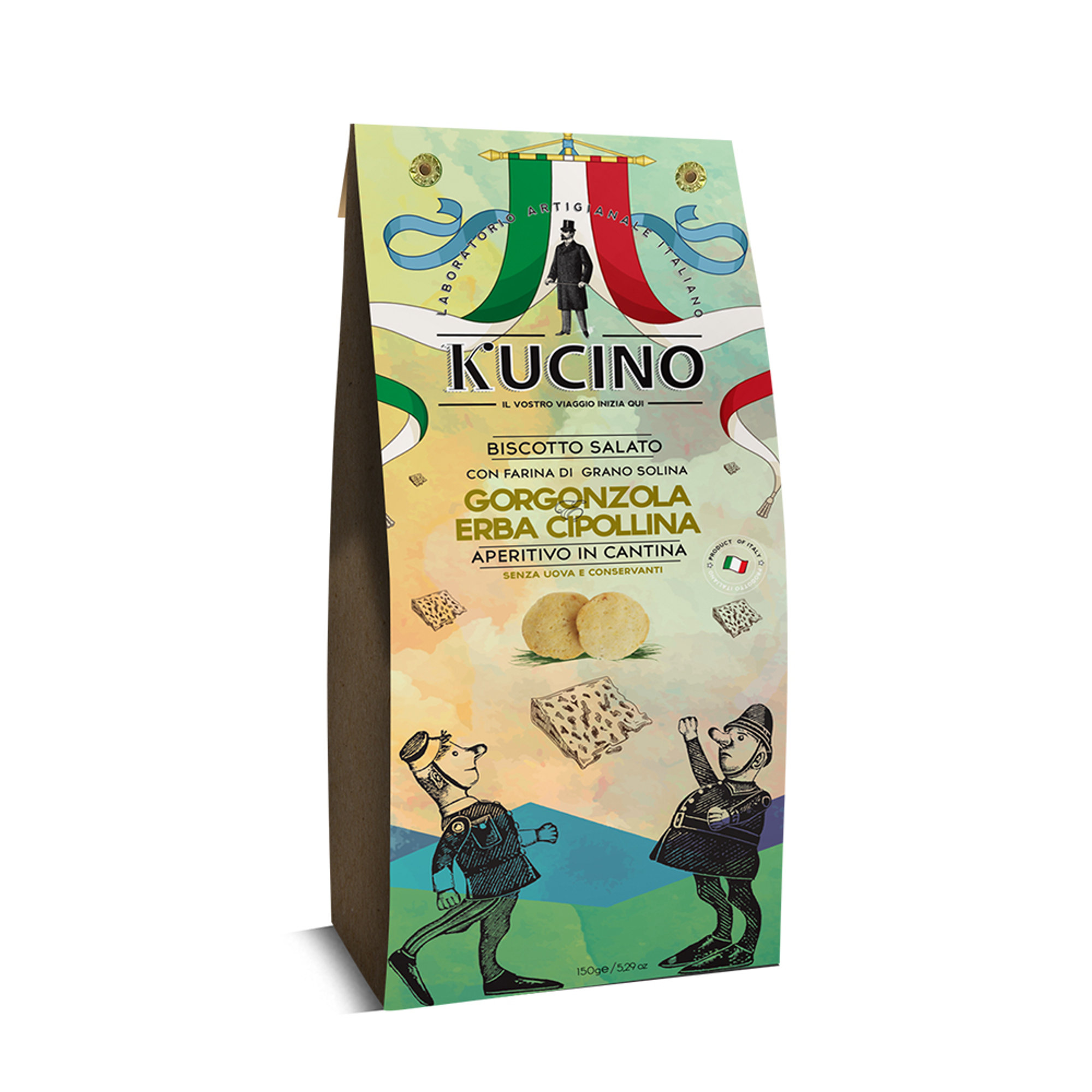 6 sacchetti - Gorgonzola ed erba cipollina 150 gr Kucino salato vista1