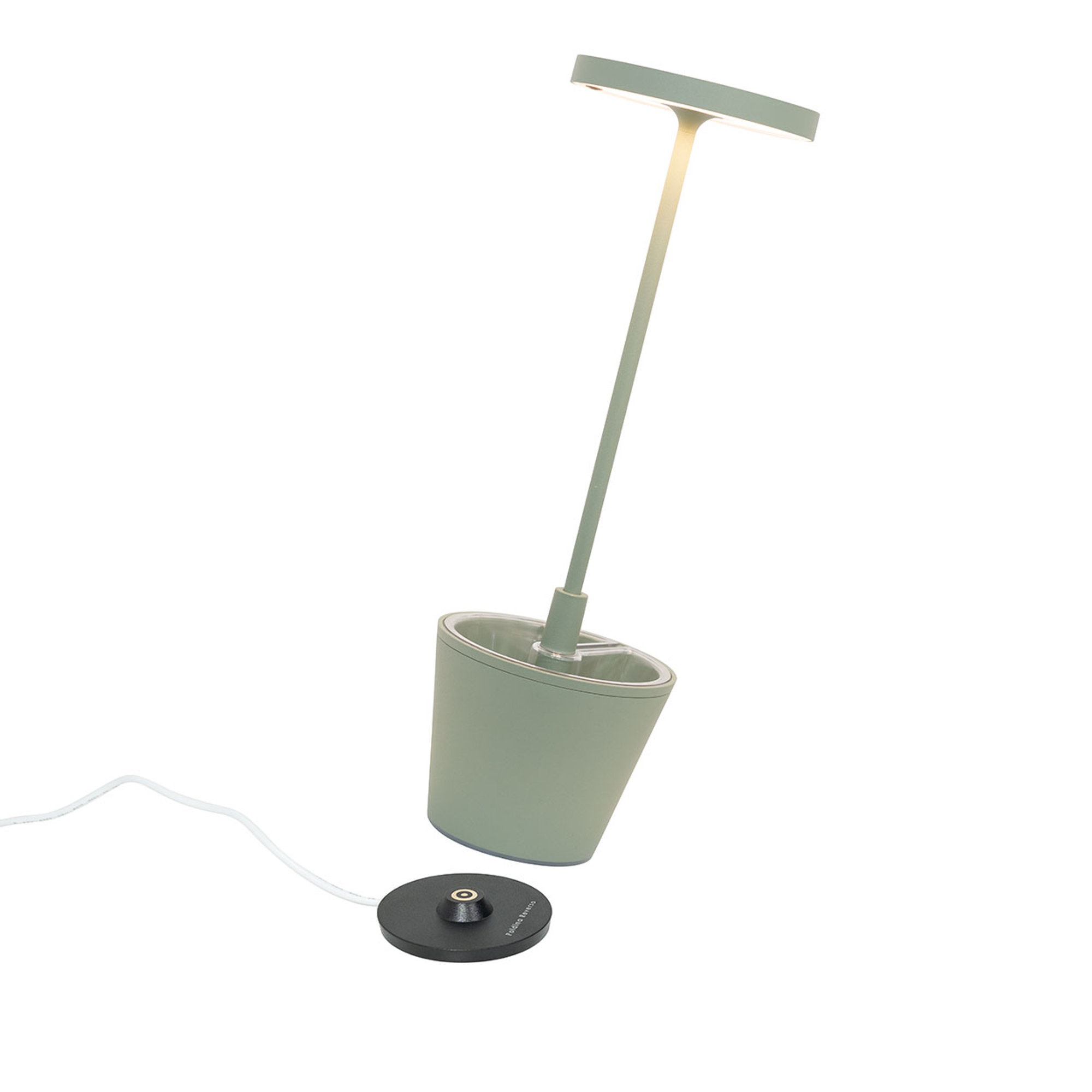 Poldina Reverso Table Lamp Ø.110x350mm, sage Zafferano luce vista2