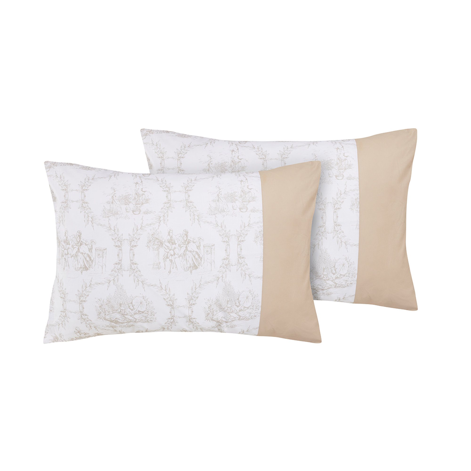 Ensemble housse de couette réversible en coton Toile de Jouy Camargue/Sable Toile De Jouy vista2