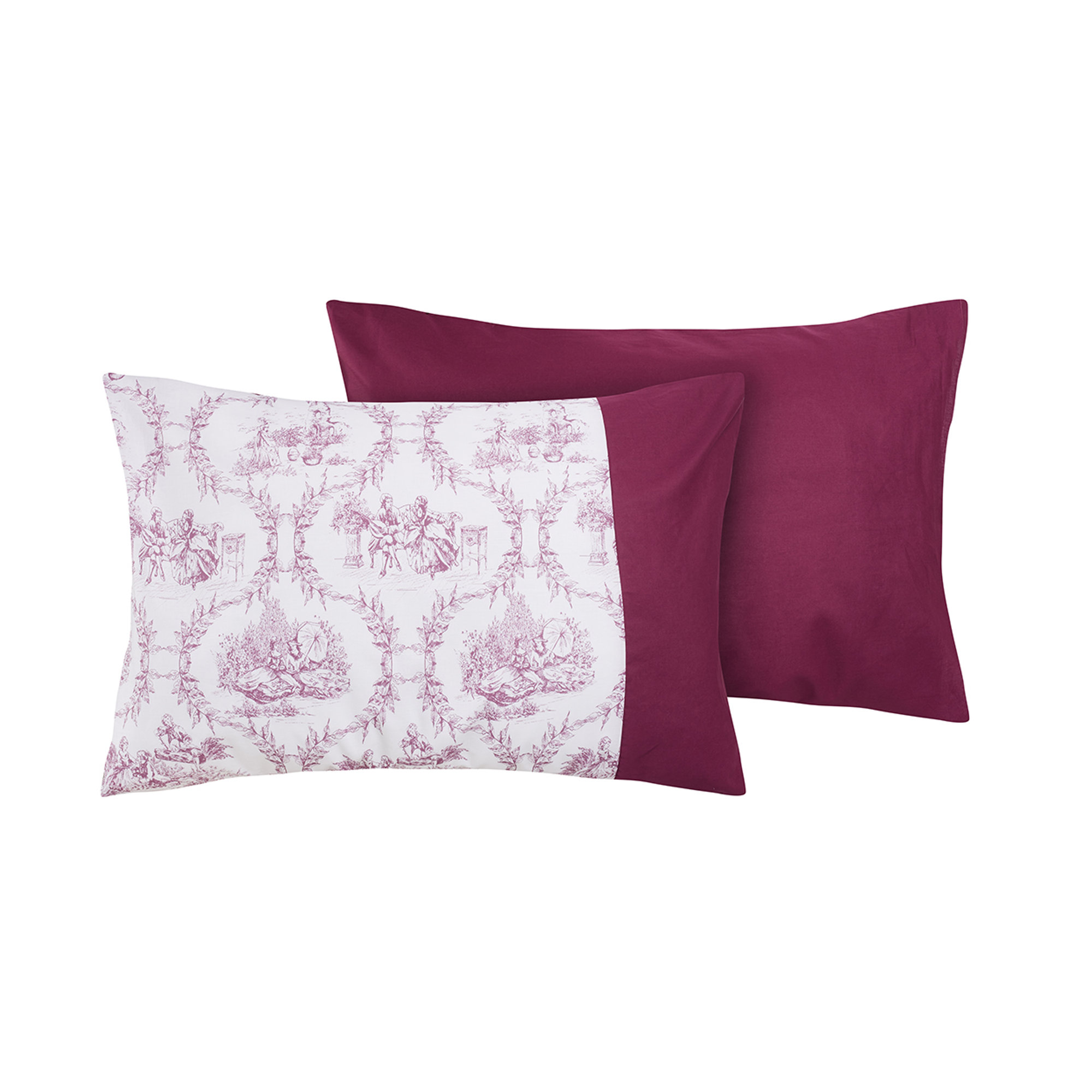 Ensemble de lit recto-verso en coton Toile de Jouy Bourgogne/Violet Toile De Jouy vista3
