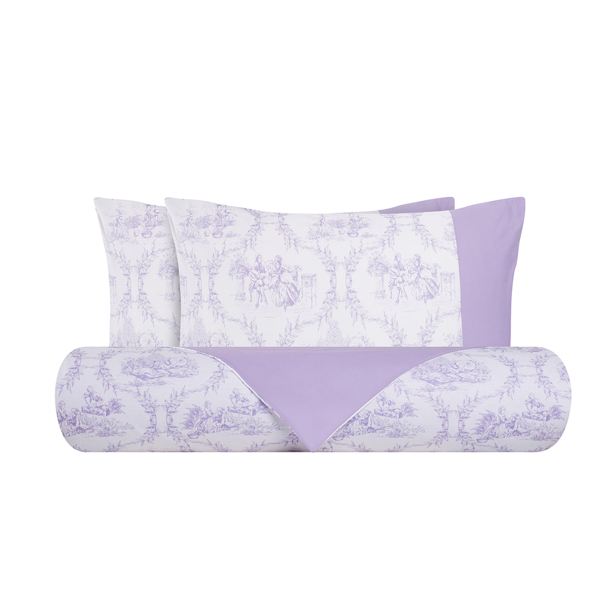 Bettwäsche-Set aus Baumwolle Toile de Jouy Wende-Violett/Flieder Toile De Jouy vista0