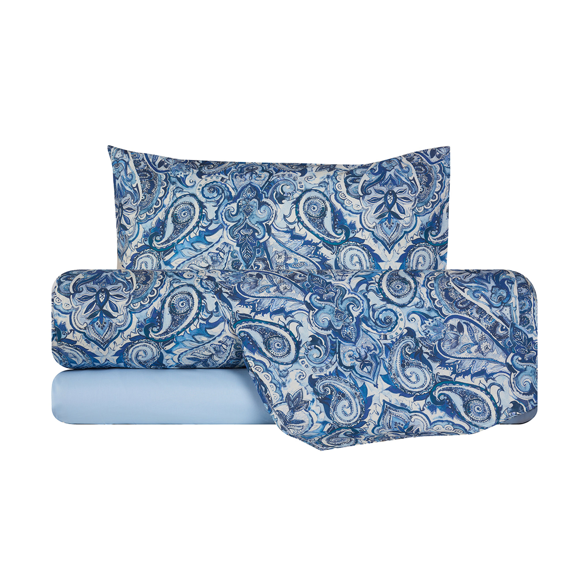Completo letto in cotone Paisley blu Stile Paisley vista1