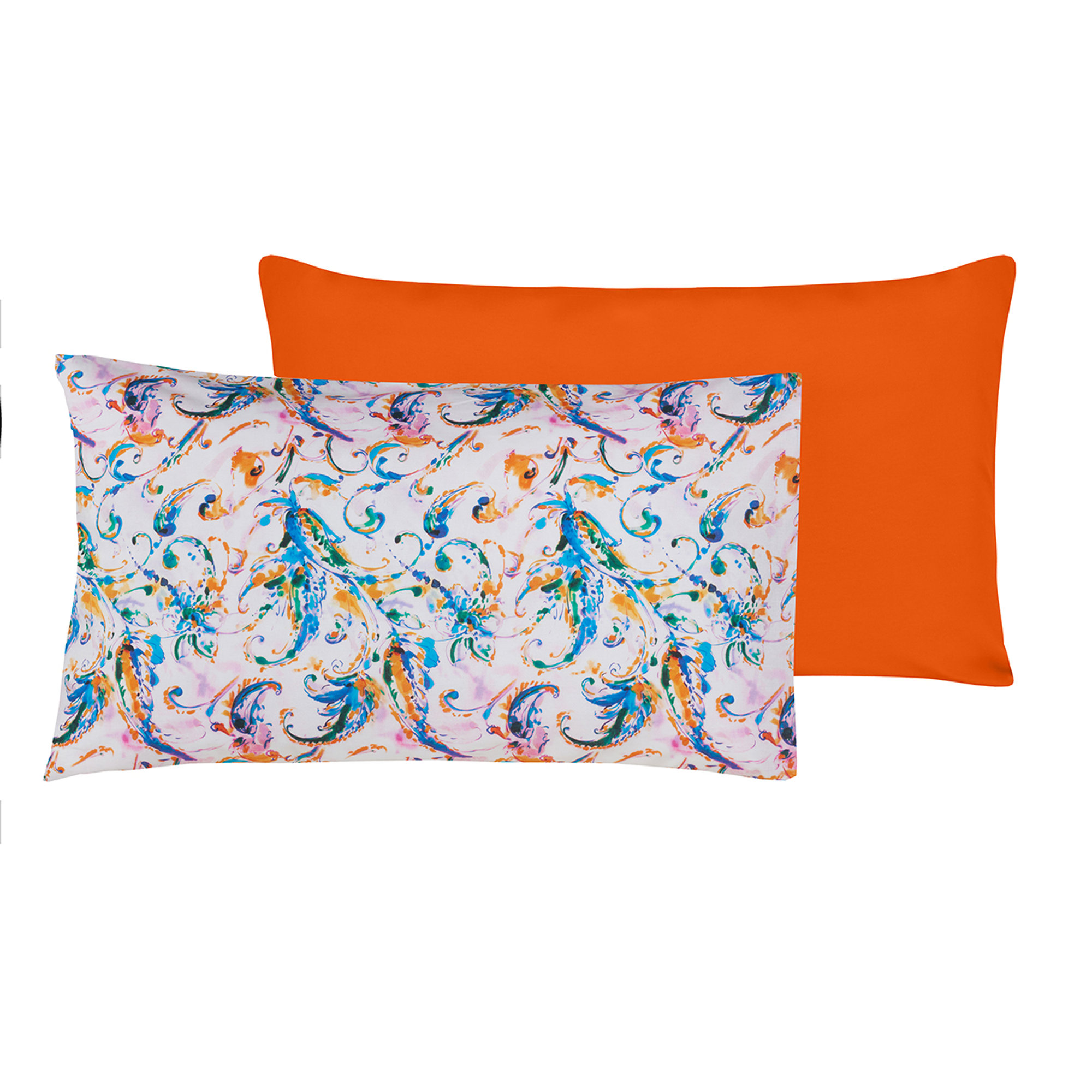 Parure copripiumino bifaccia in cotone Paisley Acquamarina/arancione Stile Paisley vista2