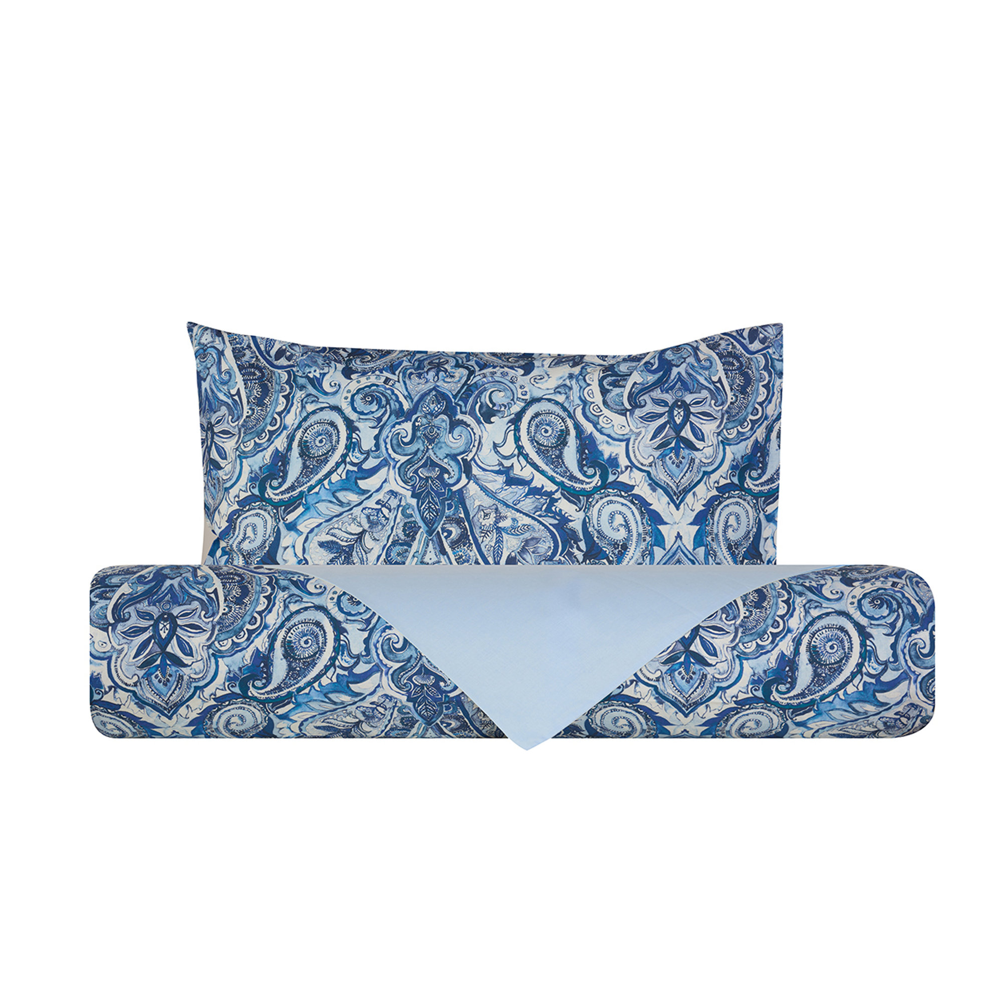 Parure copripiumino bifaccia in cotone Paisley blu/azzurro Stile Paisley vista1