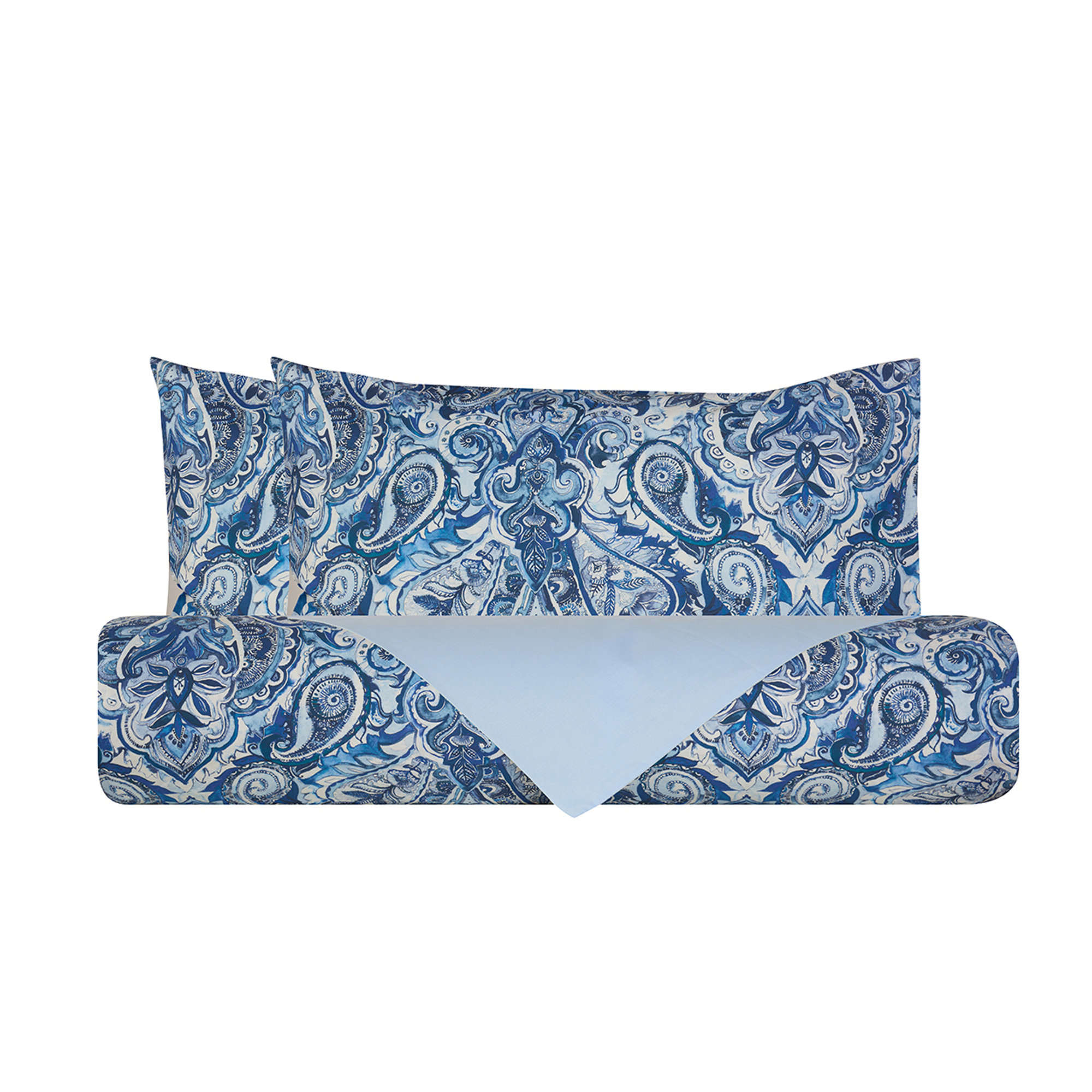 Parure copripiumino bifaccia in cotone Paisley blu/azzurro Stile Paisley vista0