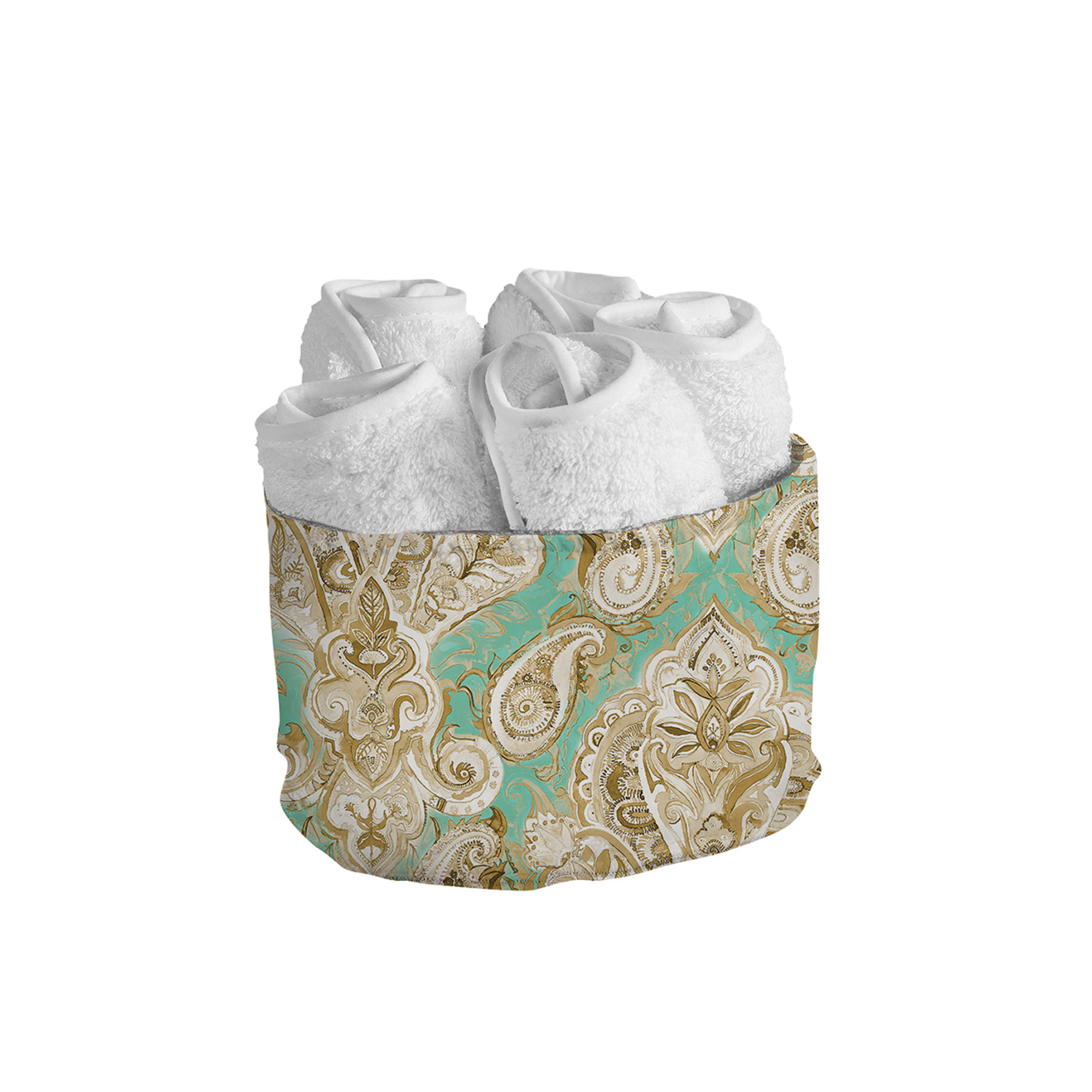 Set van 5 katoenen washandjes Paisley groen 30x30 Stile Paisley vista0