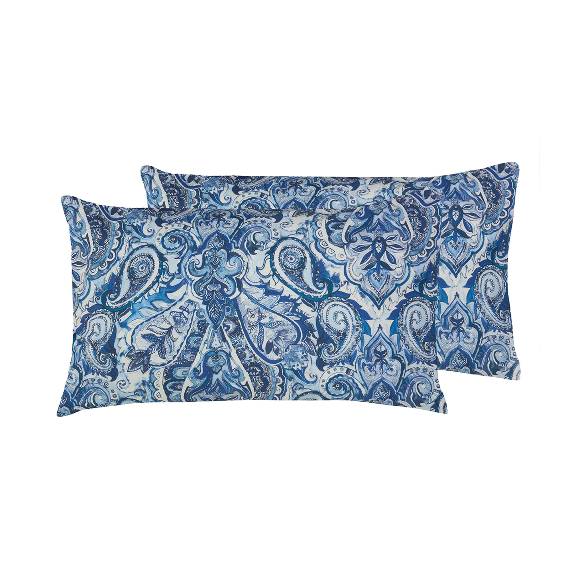 Coppia di federe bifaccia in cotone Paisley blu/azzurro Stile Paisley vista0