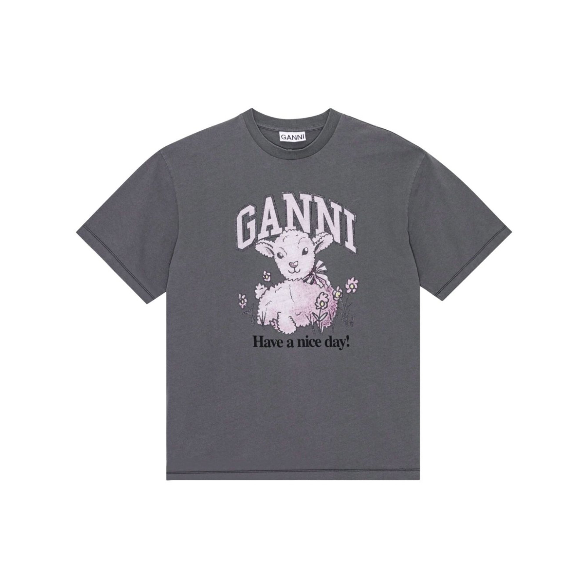 Future Heavy Jersey Lamb Short Sleeve T-shirt T3789 Ganni vista0