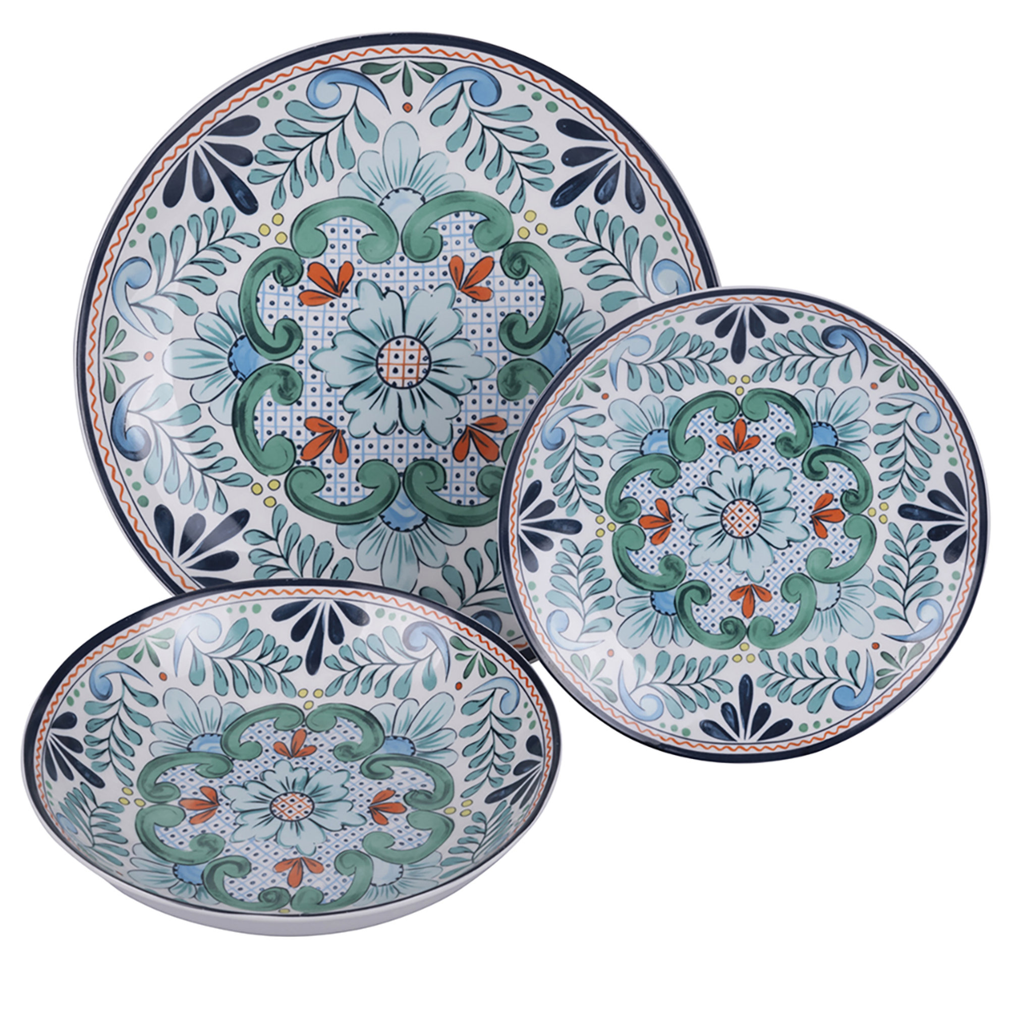 Juego de vajilla de 18 piezas de porcelana, 6 puestos de mesa diferentes, Andalucía Villa d'Este vista2