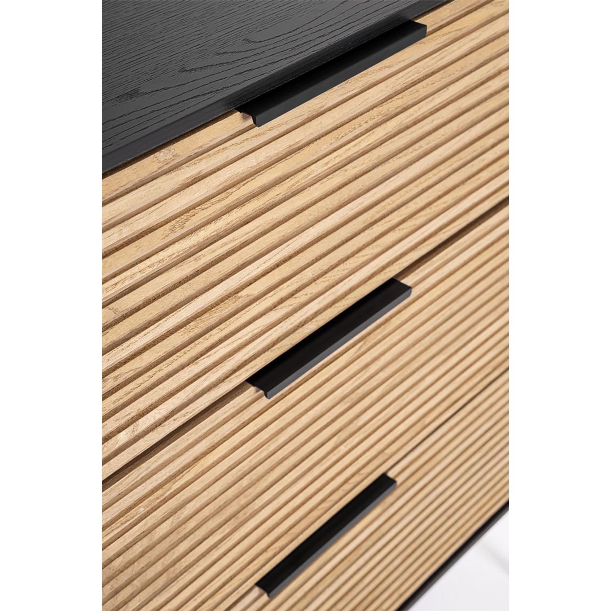 Credenza 1 anta 3 cassetti Allycia nero-naturale Bizzotto vista8