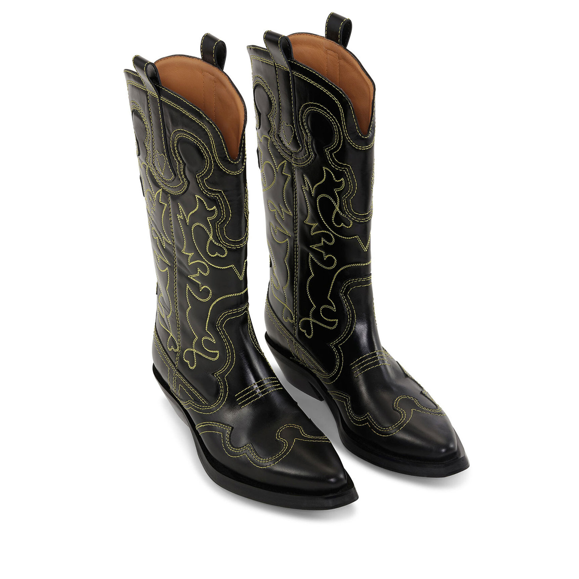 Mid Shaft Embroidered Western Boot S2169 Ganni vista1