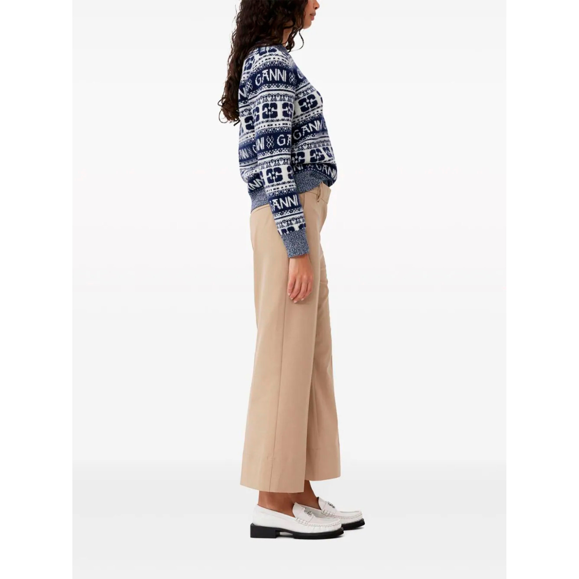 Drapey Melange Cropped Pants F8793 Ganni vista2