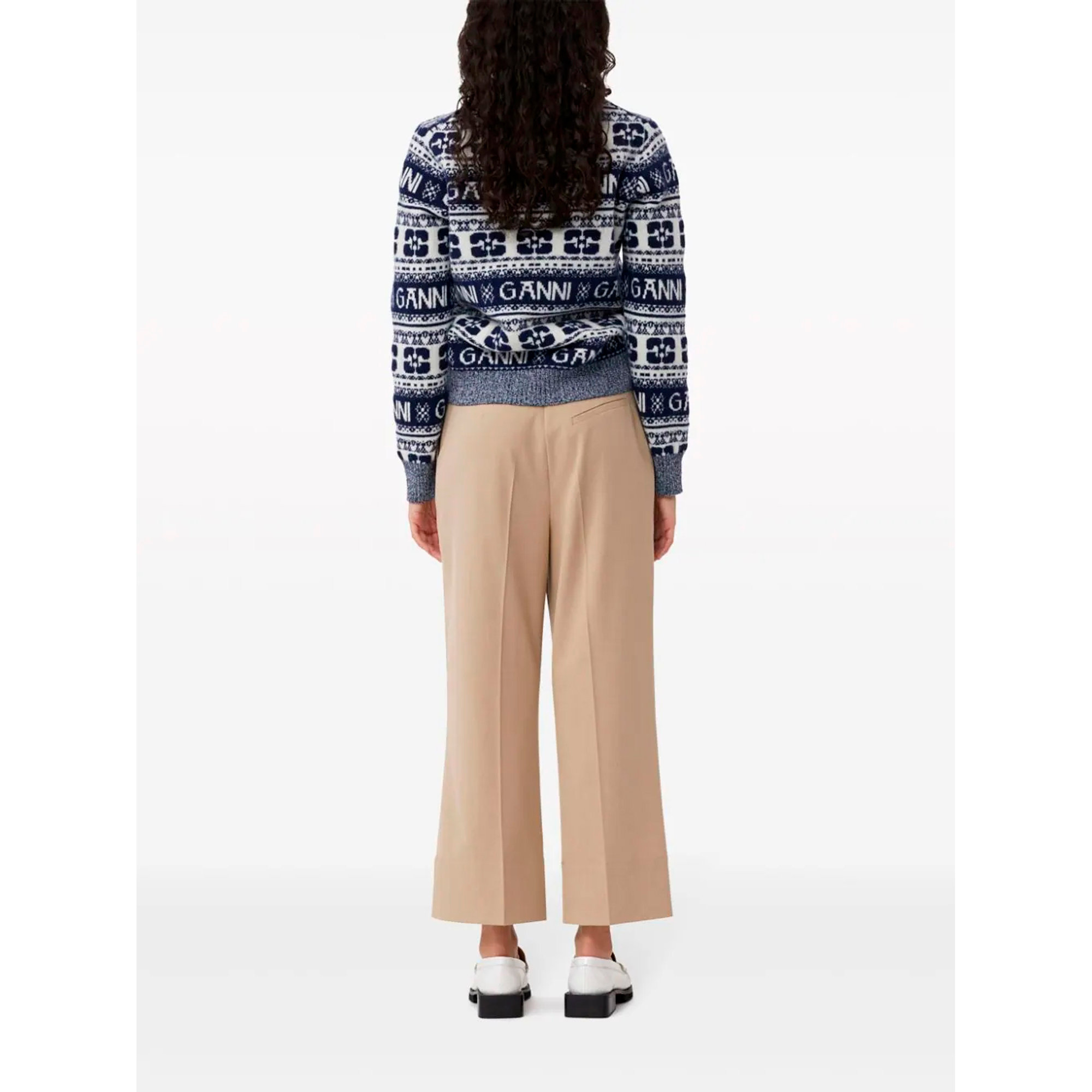 Drapey Melange Cropped Pants F8793 Ganni vista3