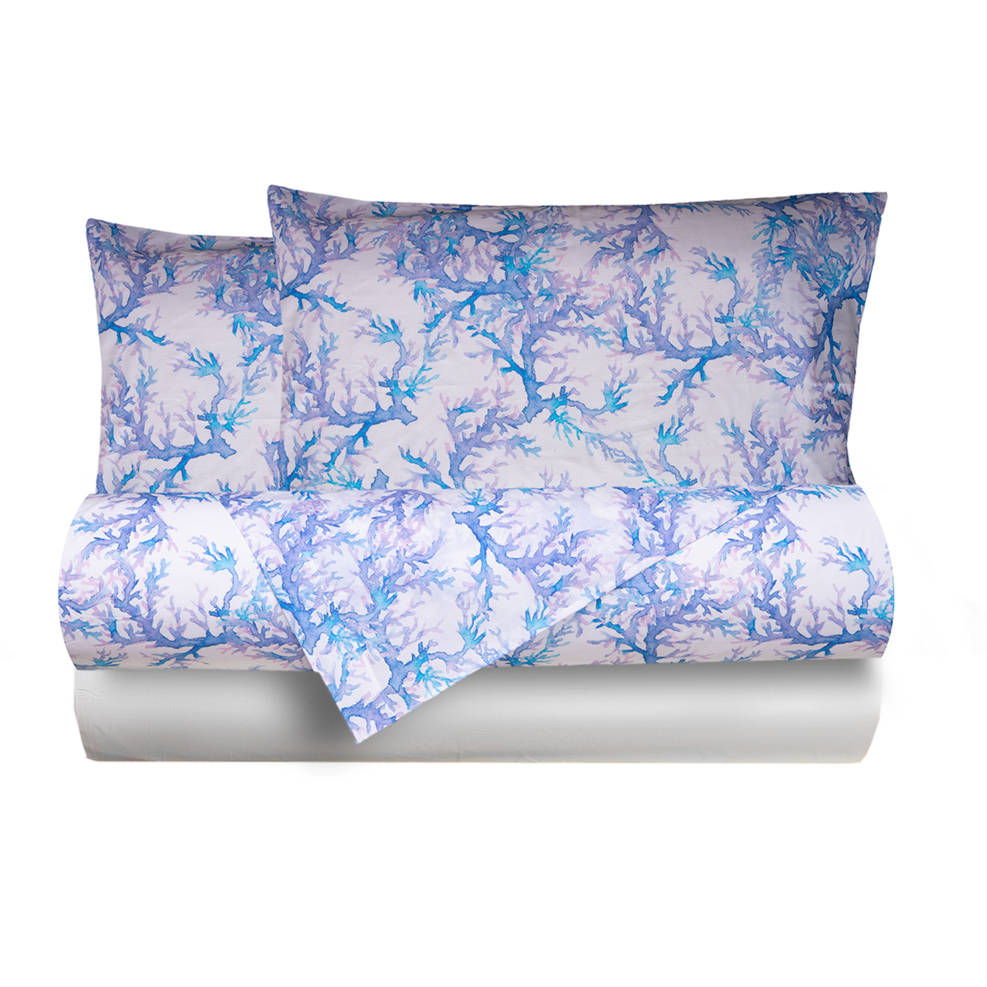 Watercolor Coral/White Cotton Bed Set Coralli sotto le stelle vista0