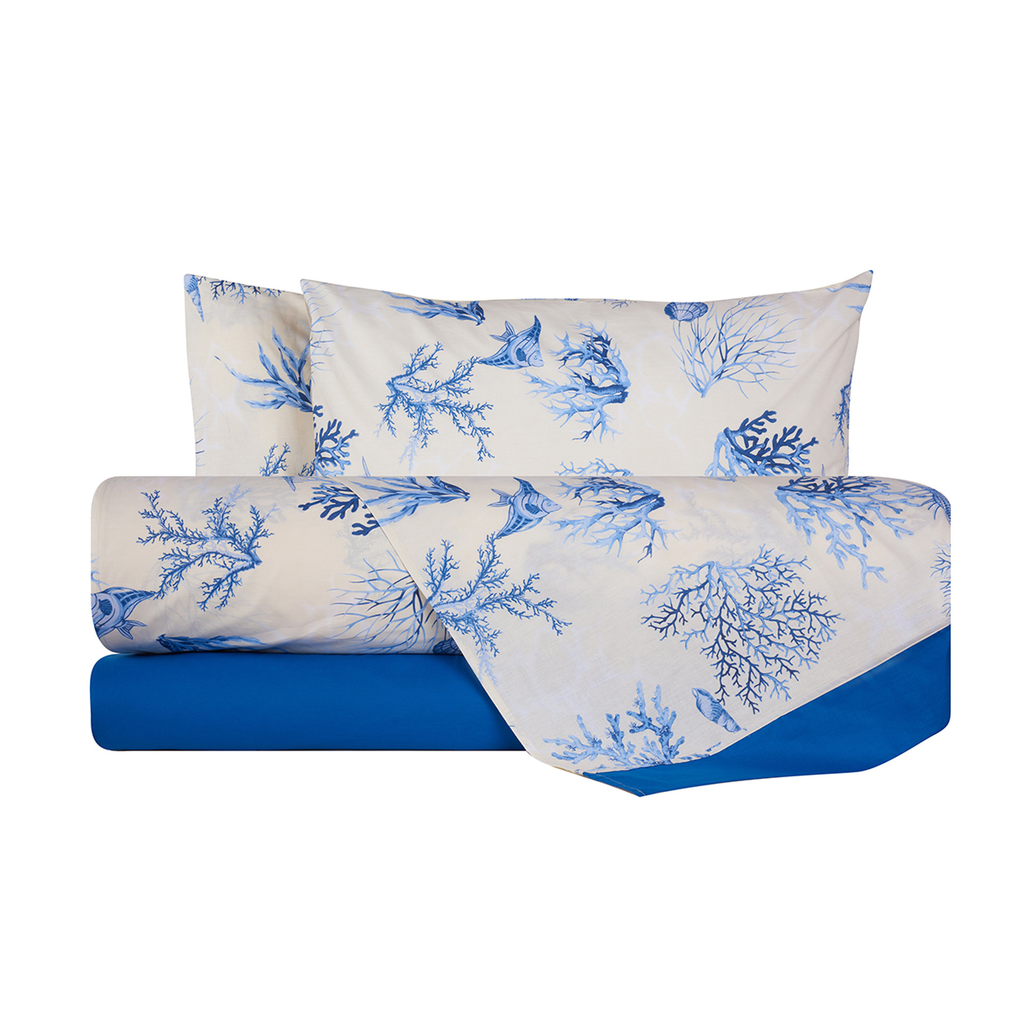 Juego de Cama Algodón Corales Azul Con Borde Azul/Bluette Coralli sotto le stelle vista0