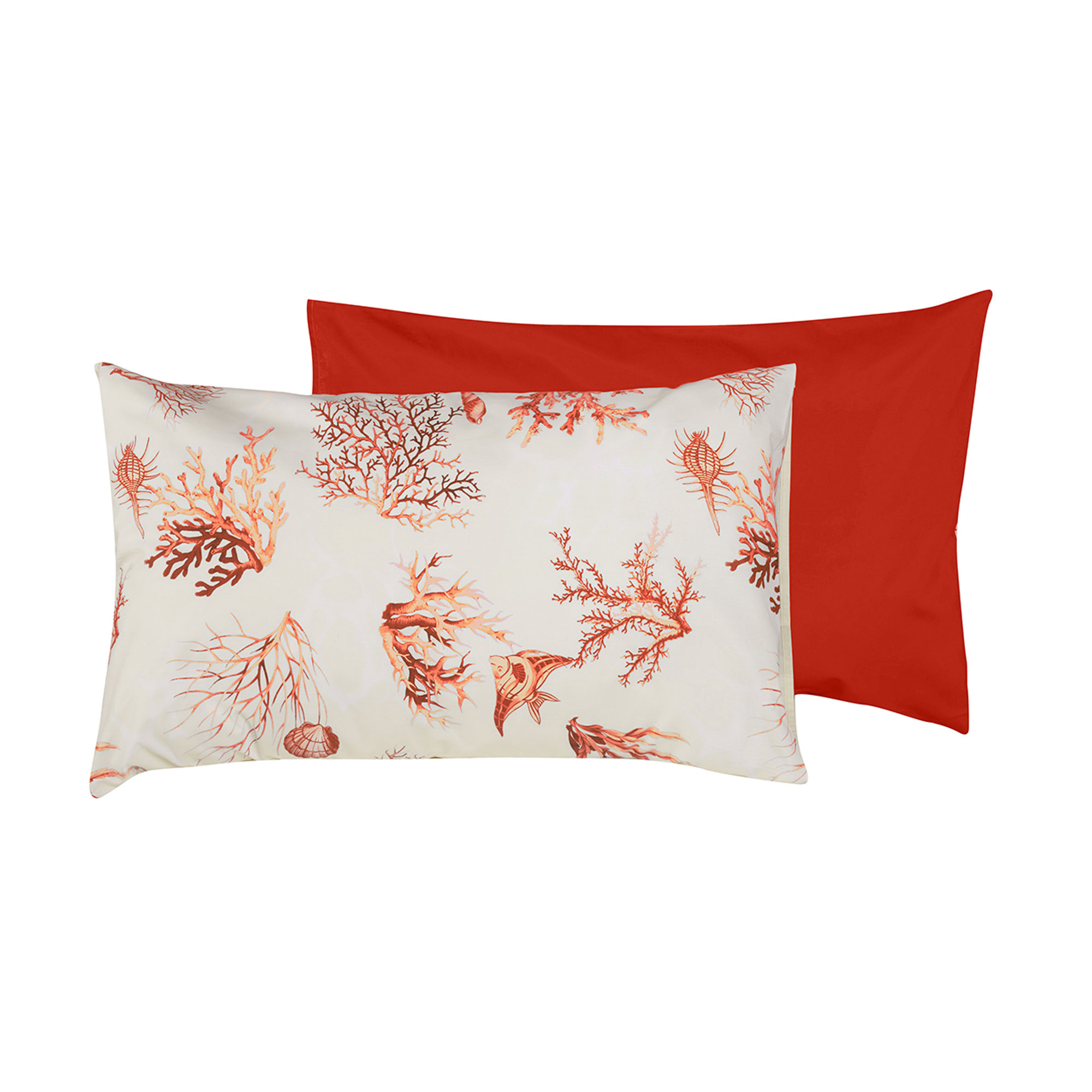 Completo Letto Cotone Coralli Rossi Con Bordo Rosso Corallo/Rosso Corallo Coralli sotto le stelle vista5