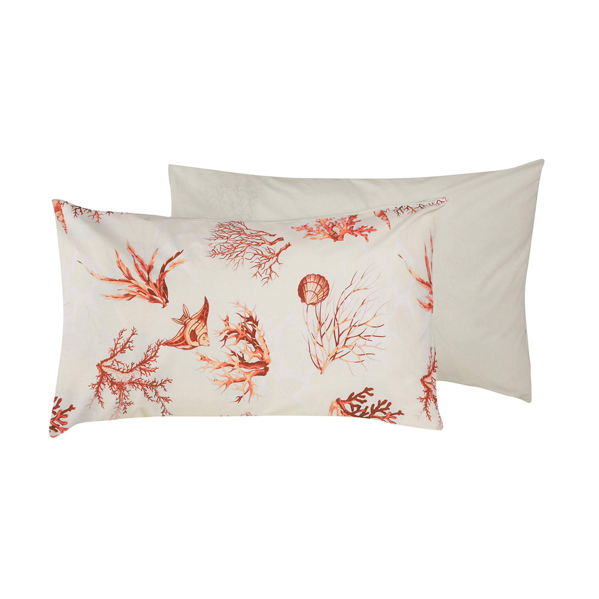 Completo Letto Cotone Panna Con Bordo Coralli Rossi/Panna Coralli sotto le stelle vista5