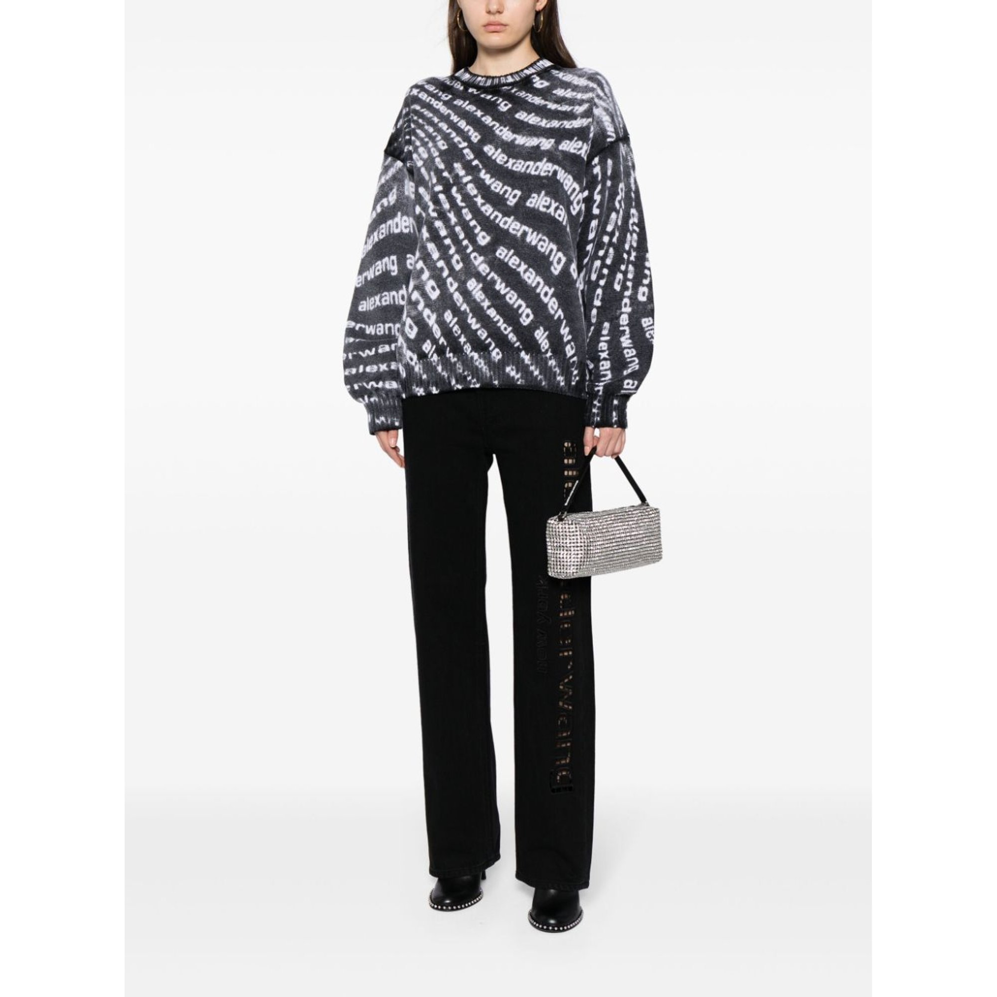 Pull-over ras du cou avec logo imprimé inversé Vague 1kc1241029 Alexander Wang vista1