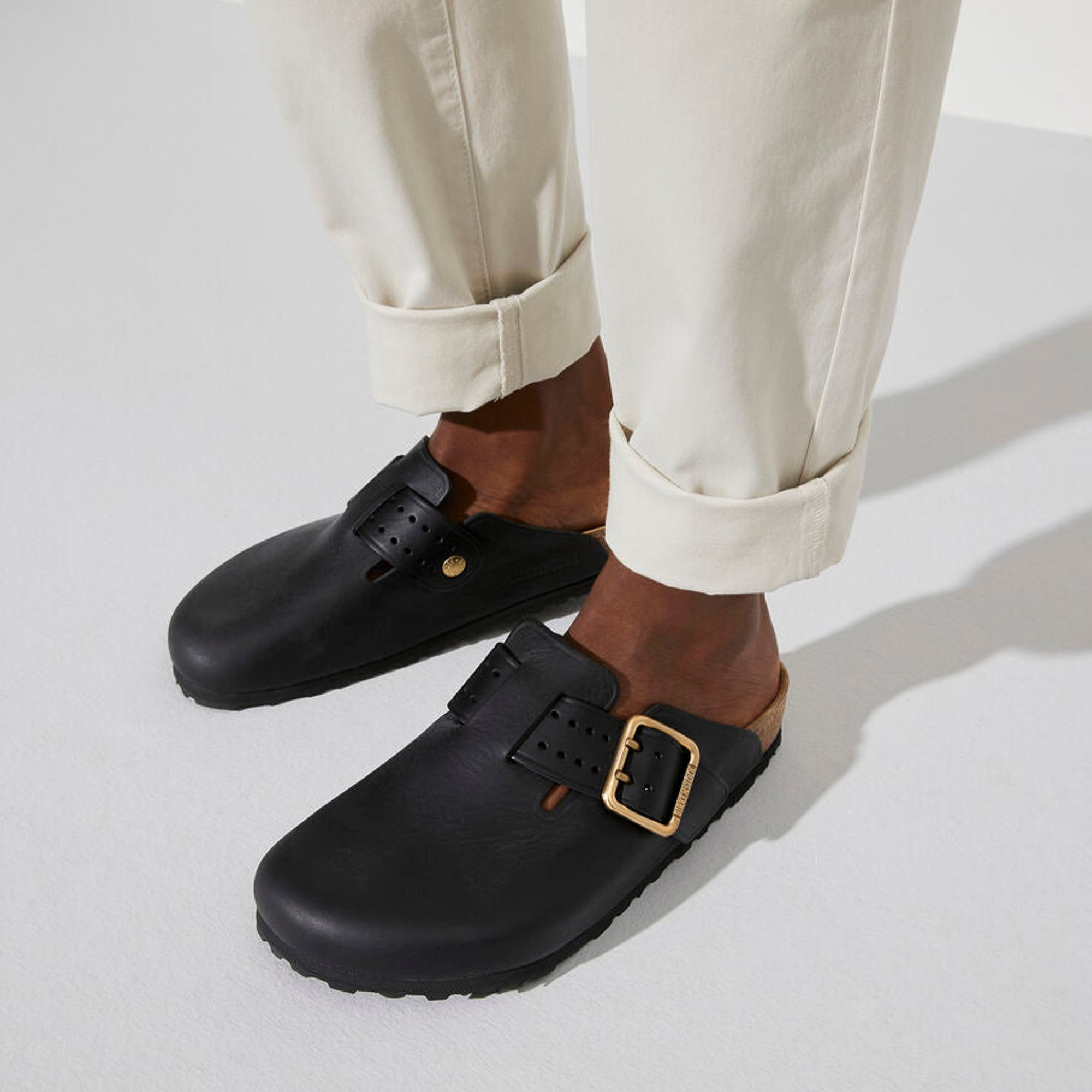 Birkenstock Boston Bold Negro, Cuero Pull up - Ajuste estrecho Hombre Birkenstock vista2