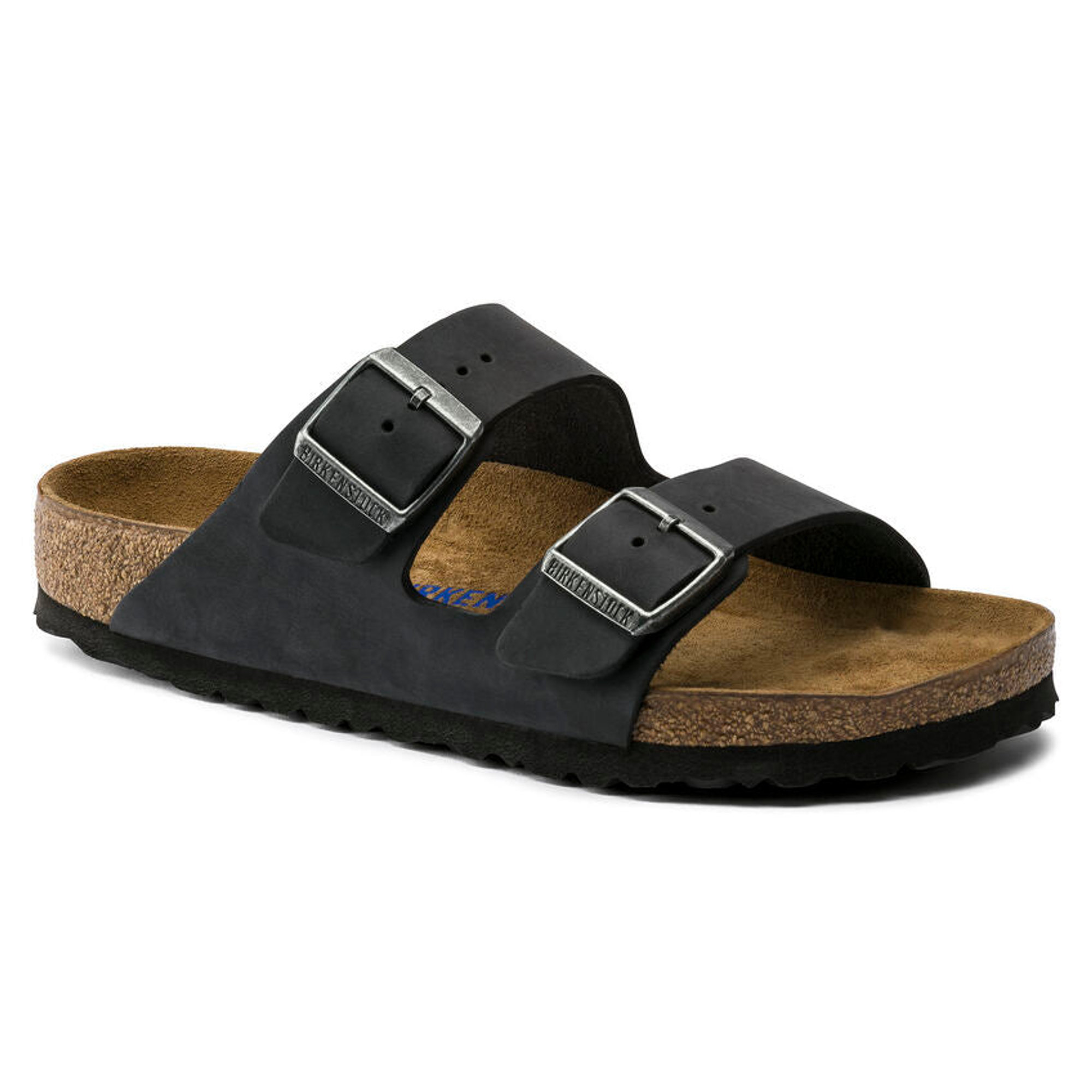 Birkenstock Arizona Sfb Schwarz, geöltes Leder - schmale Passform Herren Birkenstock vista0