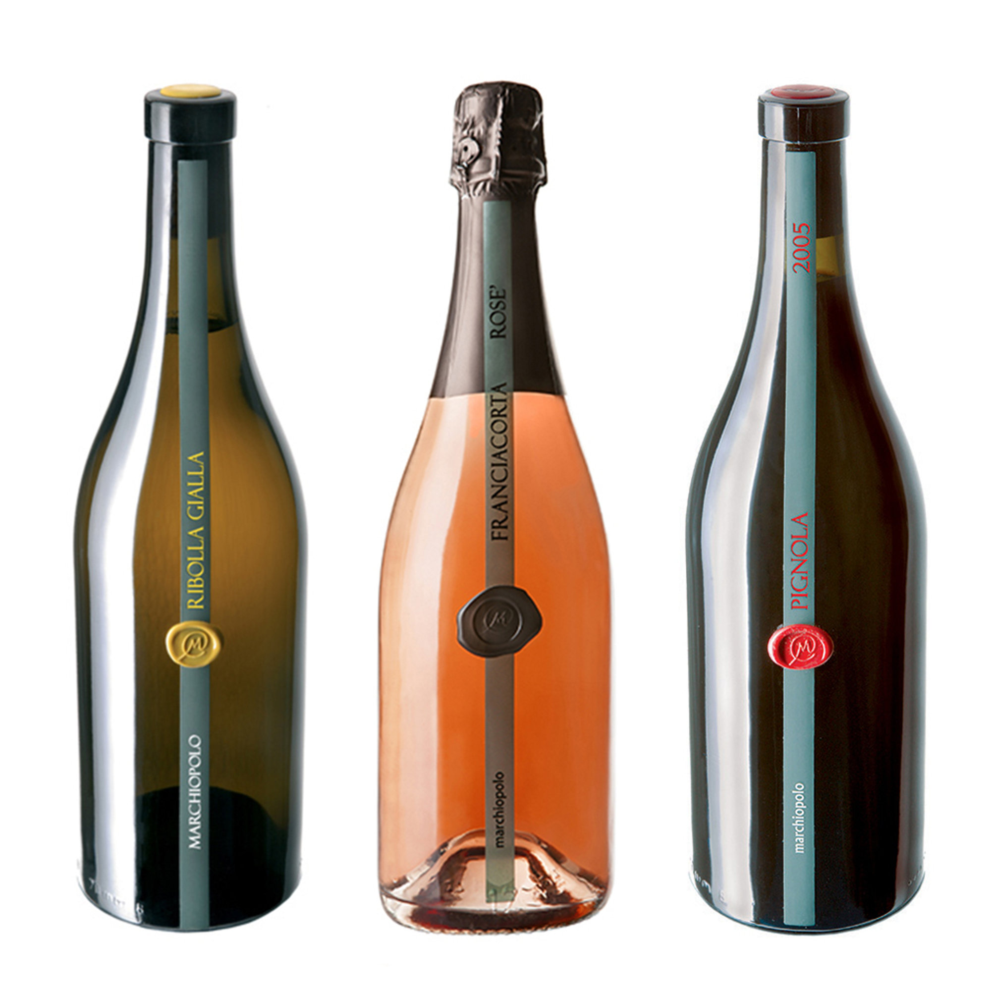 3 bottiglie miste: Franciacorta Rosè - Ribolla Gialla 2015 - Pignola 2005 Marchiopolo vista0