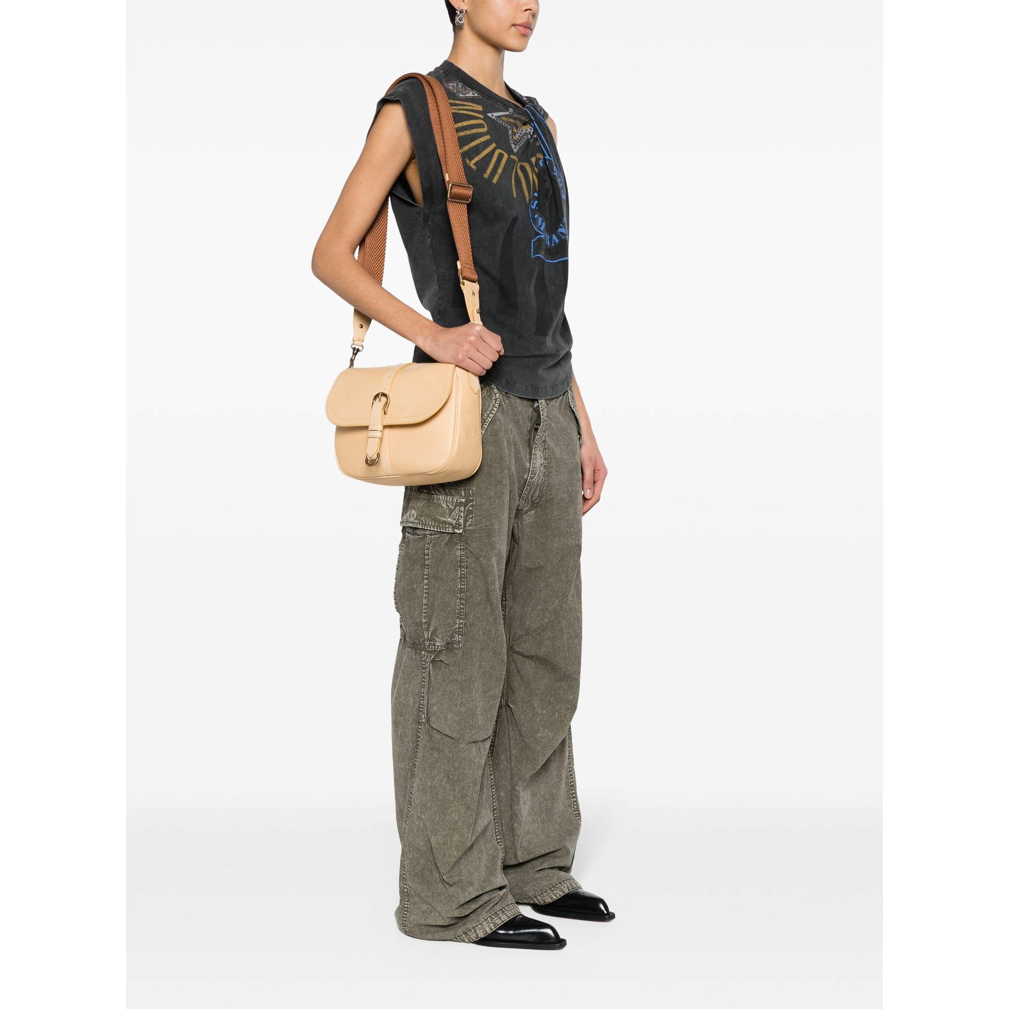 Sally Bag Medium Smooth Calfskin Leather Fabric Shoulder Strap Gwa00379a00059355103 GOLDEN GOOSE vista1