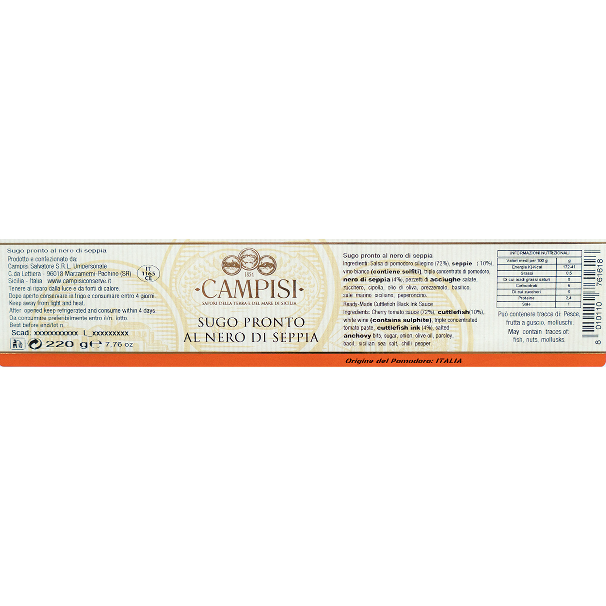 6 tarros - Salsa de tinta de calamar Campisi vista2