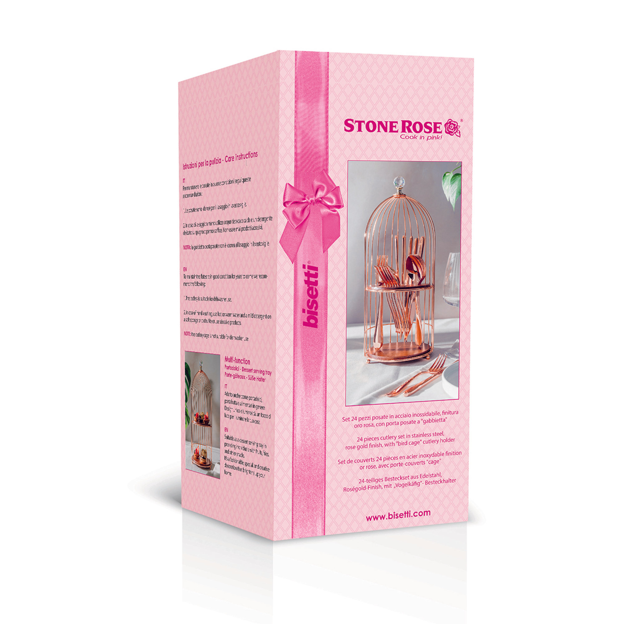 Set 24 pz. Posate con porta posate a gabbietta "Stonerose" GIFT BOX Bisetti vista6